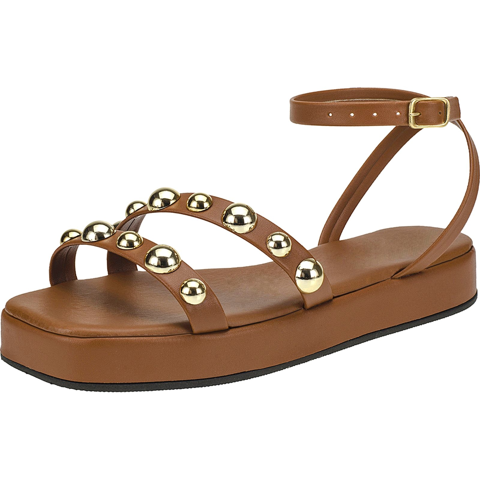 Imagem principal Sandalia Fem Maduda Flatform Meia Esfera Moda Conforto CIA DOS PASSOS caramelo