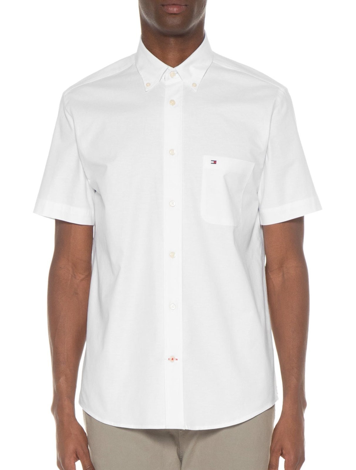 Imagem principal Camisa Tommy Hilfiger Masculina Manga Curta Regular Classic Poplin Branca Tommy Hilfiger branco