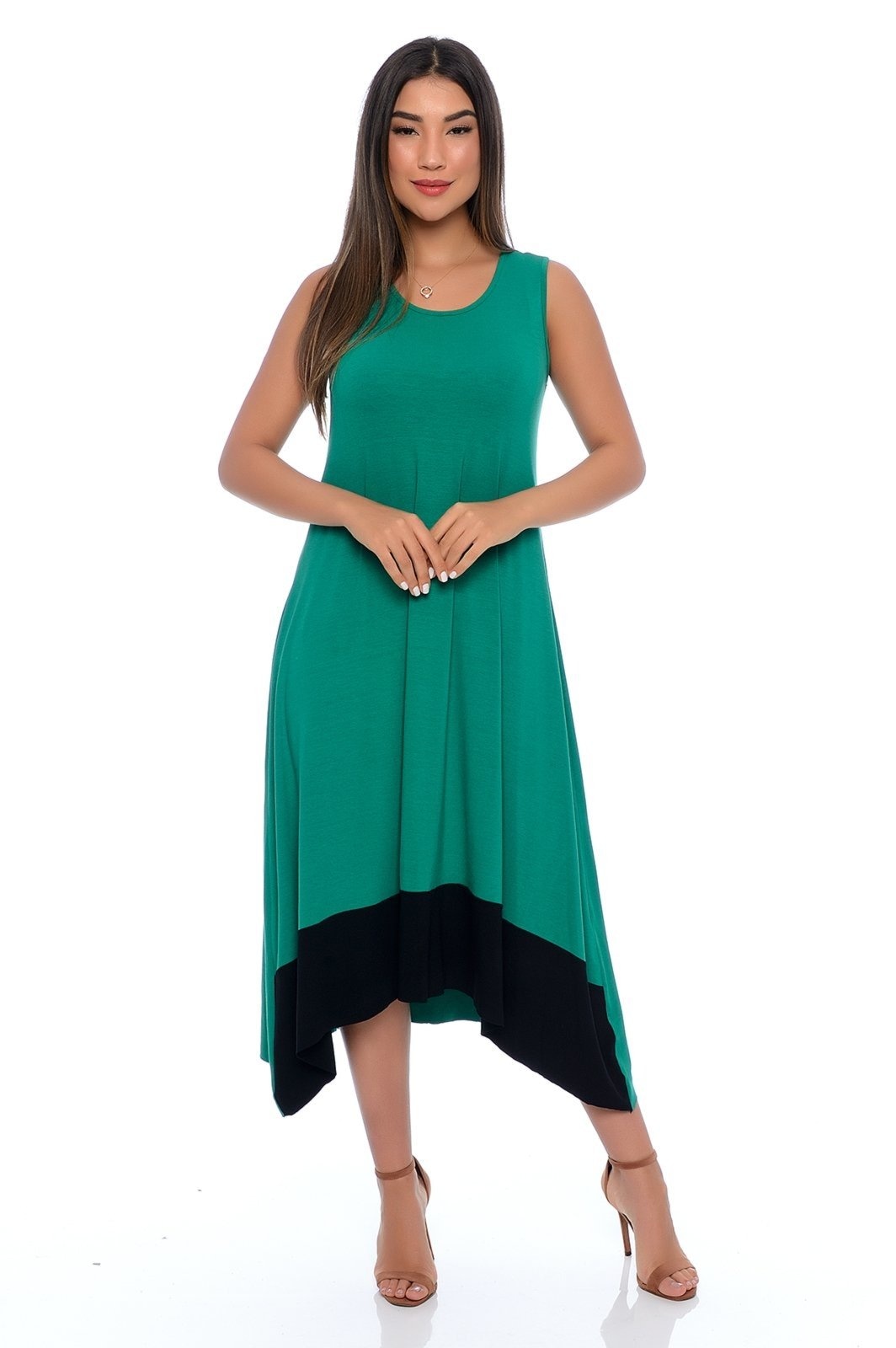Imagem principal Vestido Midi com Pontas Barra Sem Mangas B’Bonnie Nani BBonnie verde