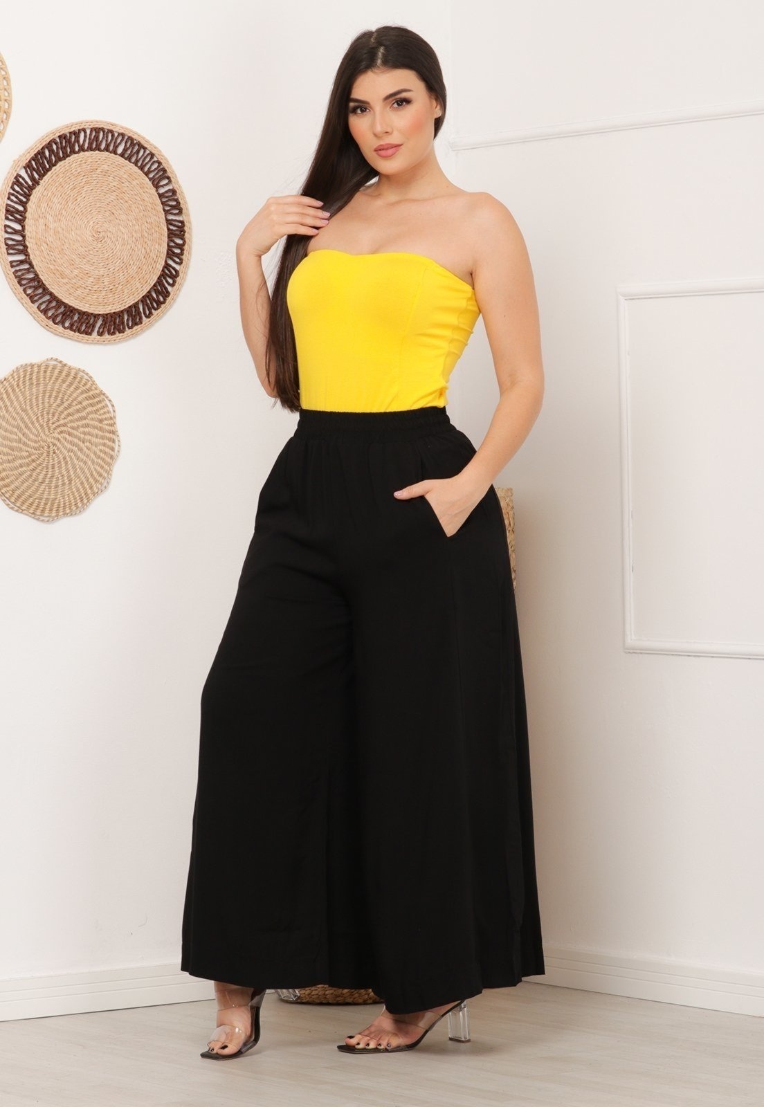 Imagem principal Calça Pantalona em Viscose B’Bonnie Cleo BBonnie preto