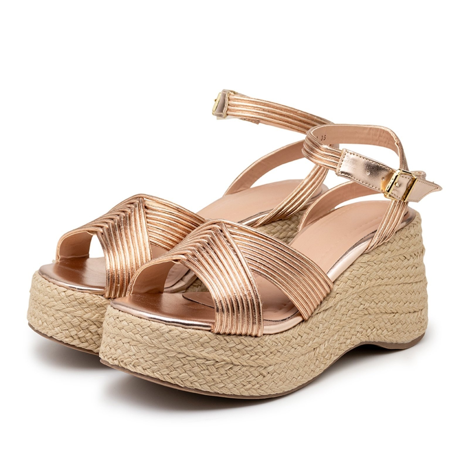 Imagem principal Sandália Anabela Plataforma Salto Médio Sisal 9000 Egeo Flor da Pele cobre