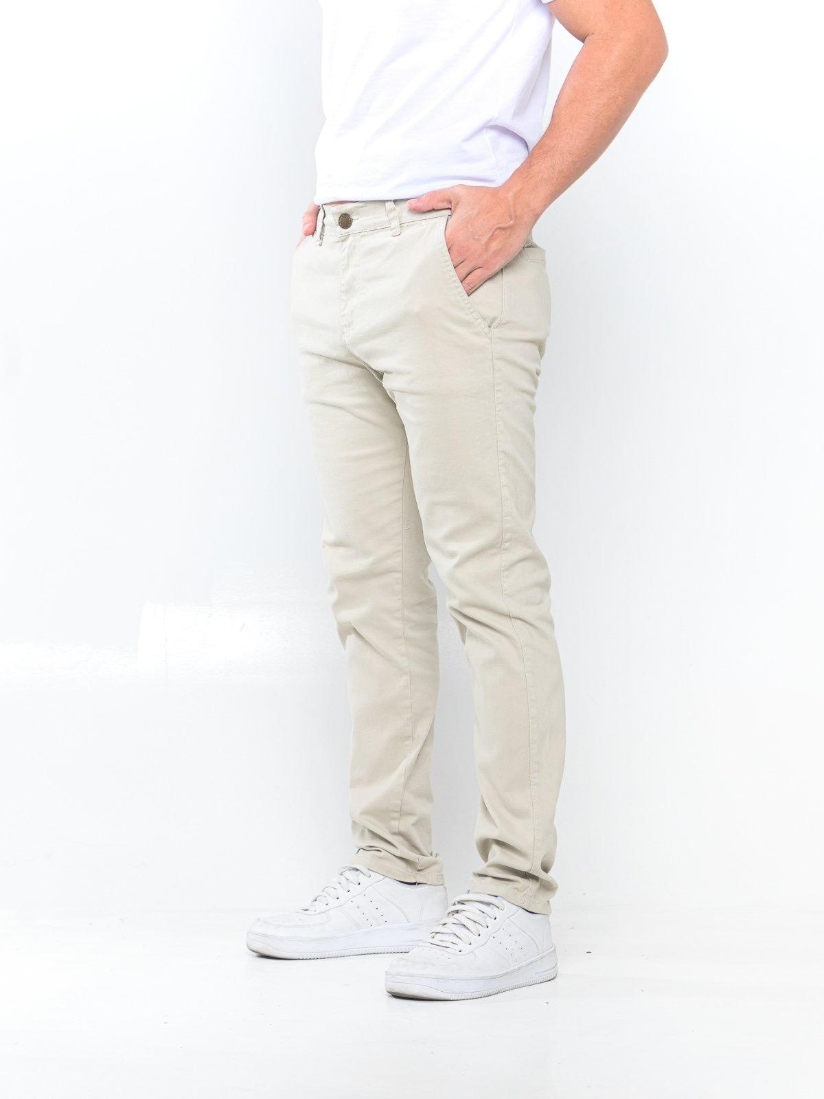 Imagem principal Calça Sarja Masculina Kovali Skinny Com Elastano Moderna Confortável Para O Dia A Dia Gelo KOVALI FASHION STORE off-white