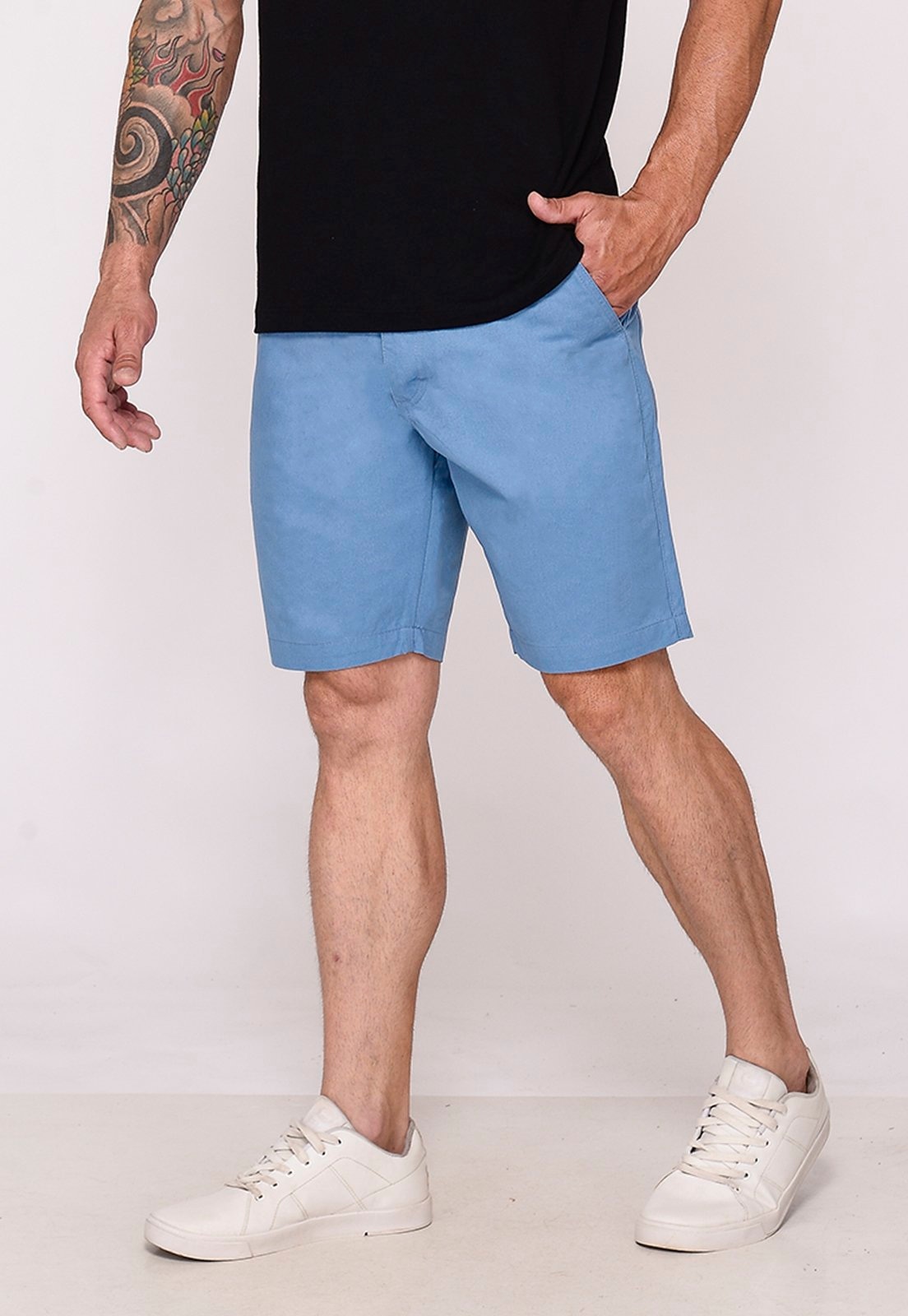 Imagem principal Bermuda Masculina Sarja Chino Casual Confortável Algodão Bolso-Faca Caqui Macaw bege/cáqui caqui