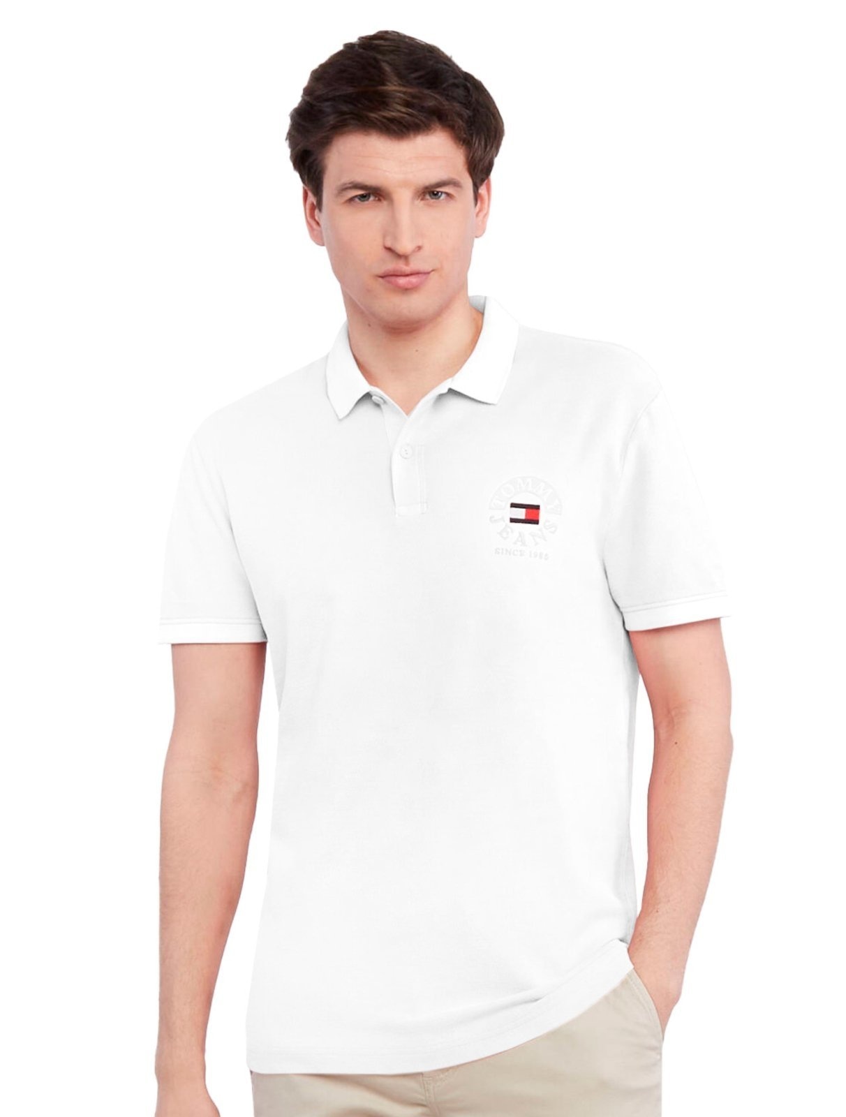 Imagem principal Polo Tommy Jeans Masculino Regular Timeless Circle Branca Tommy Jeans branco