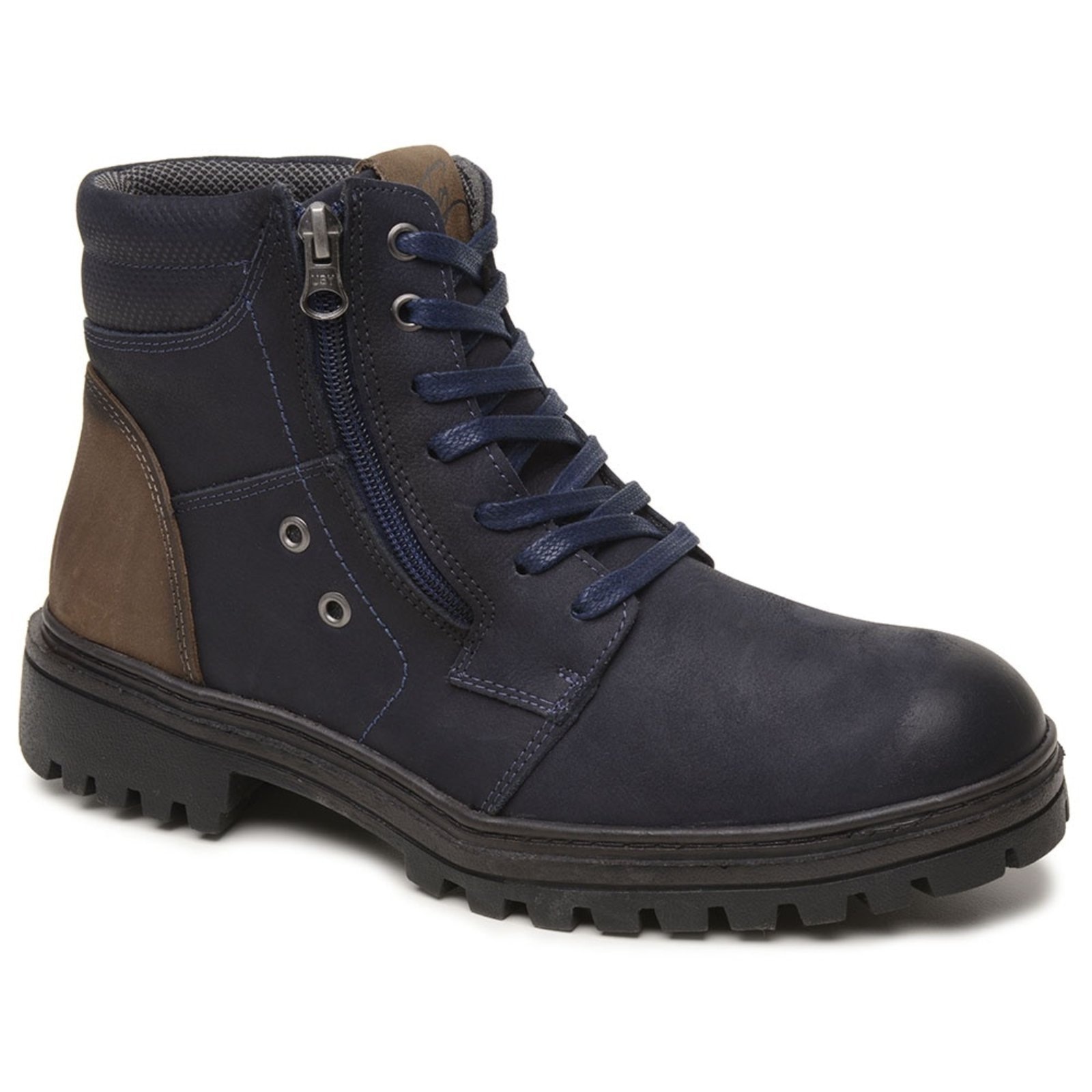 Imagem principal Coturno Adventure Bota Couro Masculino Solado Tratorado Cano Espumado Marinho super shoes azul marinho