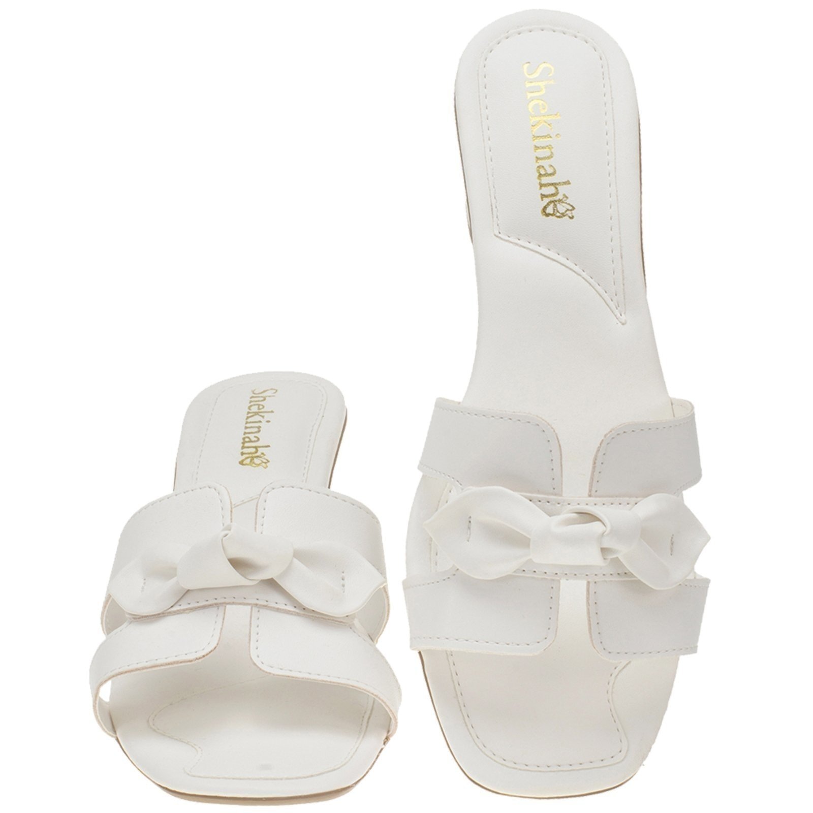 Imagem principal Sandália Feminina Salto Baixo Bloco Quadrado Confortável Shekinah Tamanco H Social Moda Shekinah branco