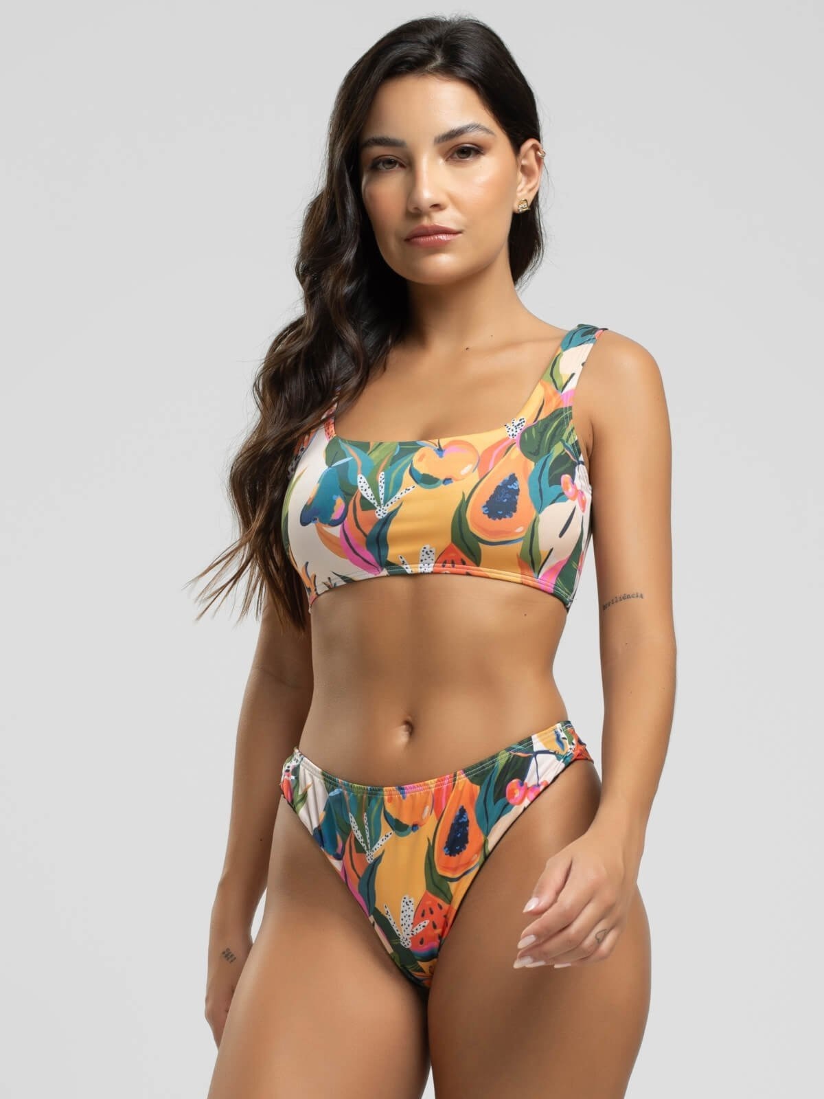 Imagem principal Biquini Regata Calcinha Fio Duplo Proteção Uv 50+ Vicbela Mamão Vicbela estampado/laranja/multicolorido