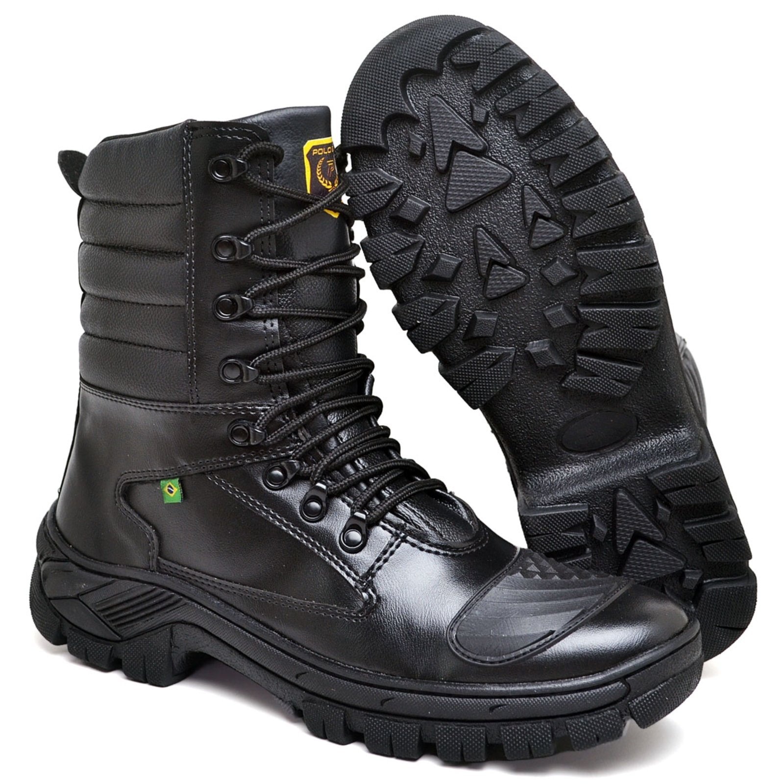 Imagem principal Bota Coturno Militar Masculina Cano Médio em Sintético Preta com Cadarço do 35 ao Polo Blu preto