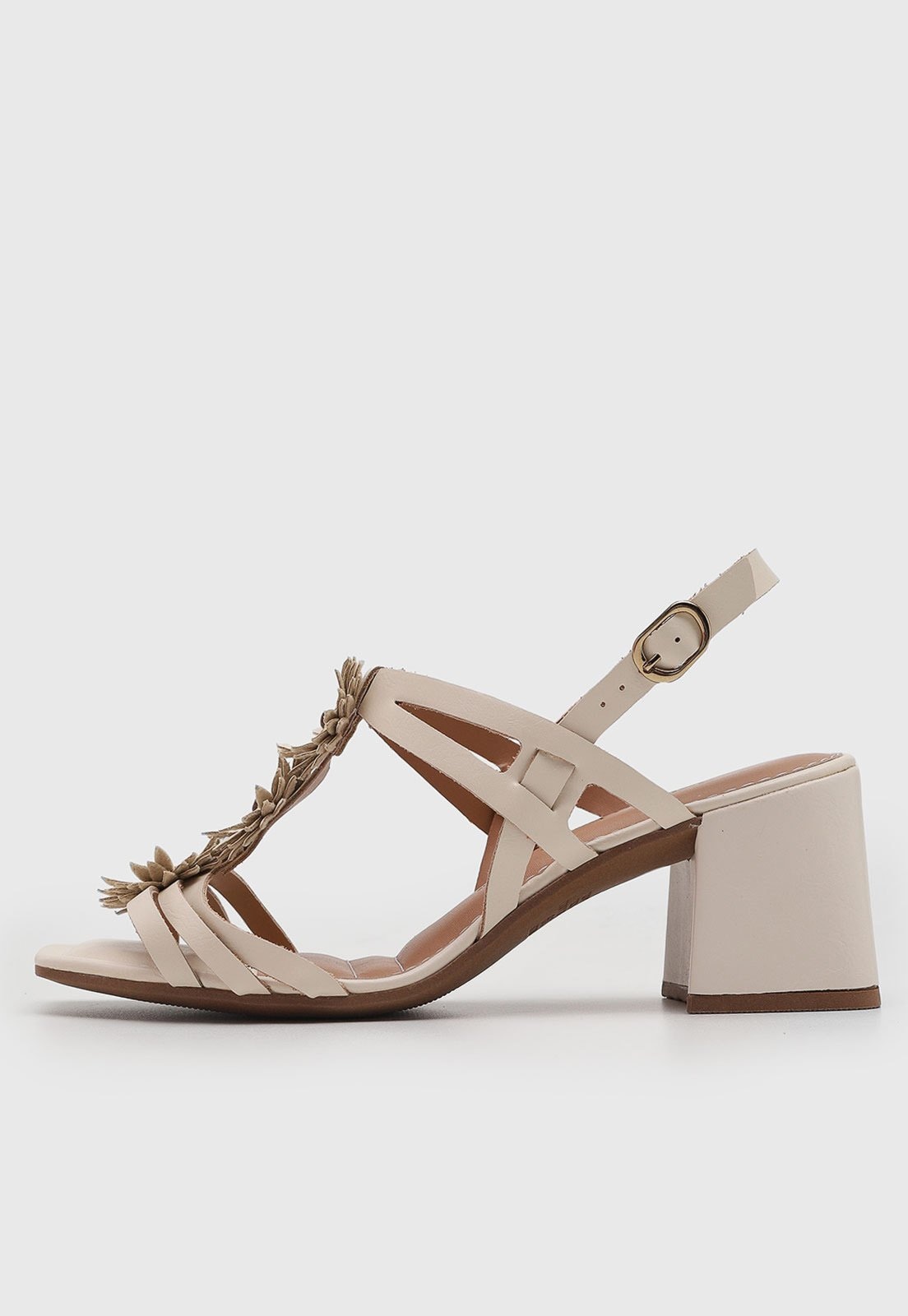 Imagem principal Sandália Feminina Dakota Tiras Florais Salto Bloco Off-White Dakota off-white white