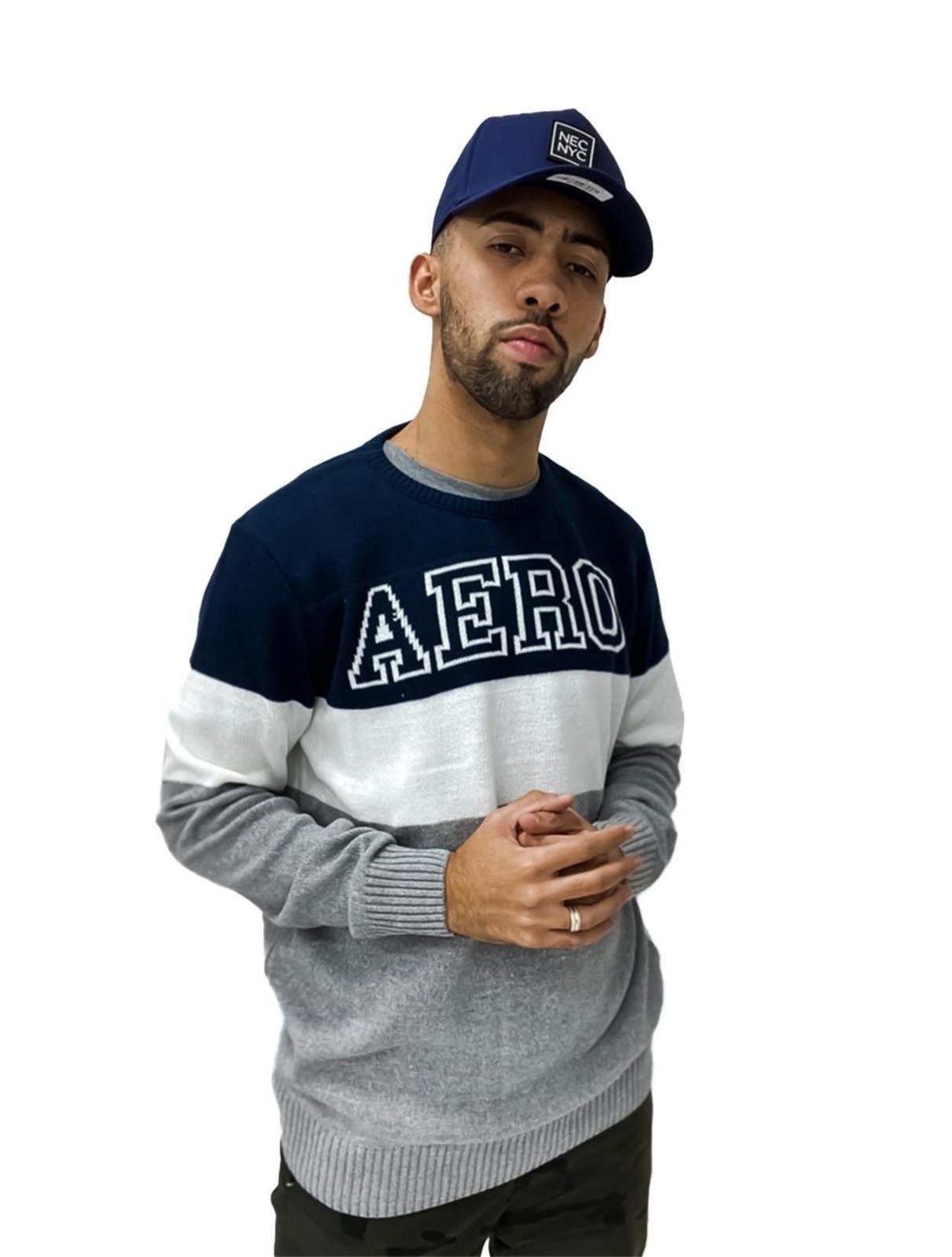 Imagem principal Blusa Aeropostale Tricot Aero Block Marinho/Branco Aeropostale cinza