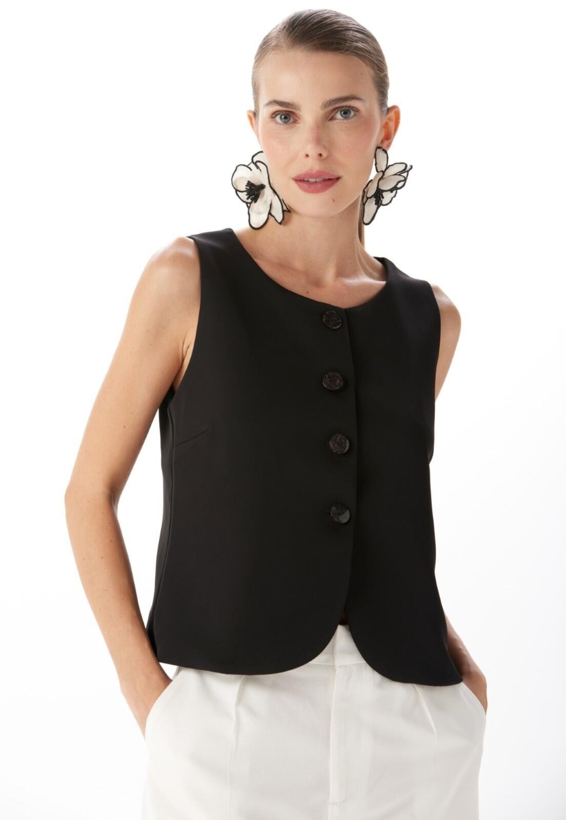 Imagem principal Colete Alfaiataria Com Botões Traymon Traymon preto