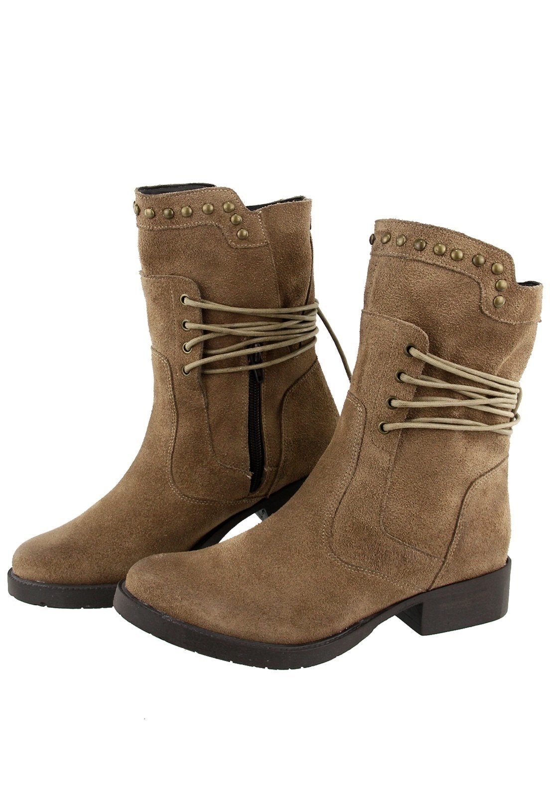 Imagem principal Bota Cano Médio em Couro Legitimo Maria Paula Areia MARIA PAULA bege