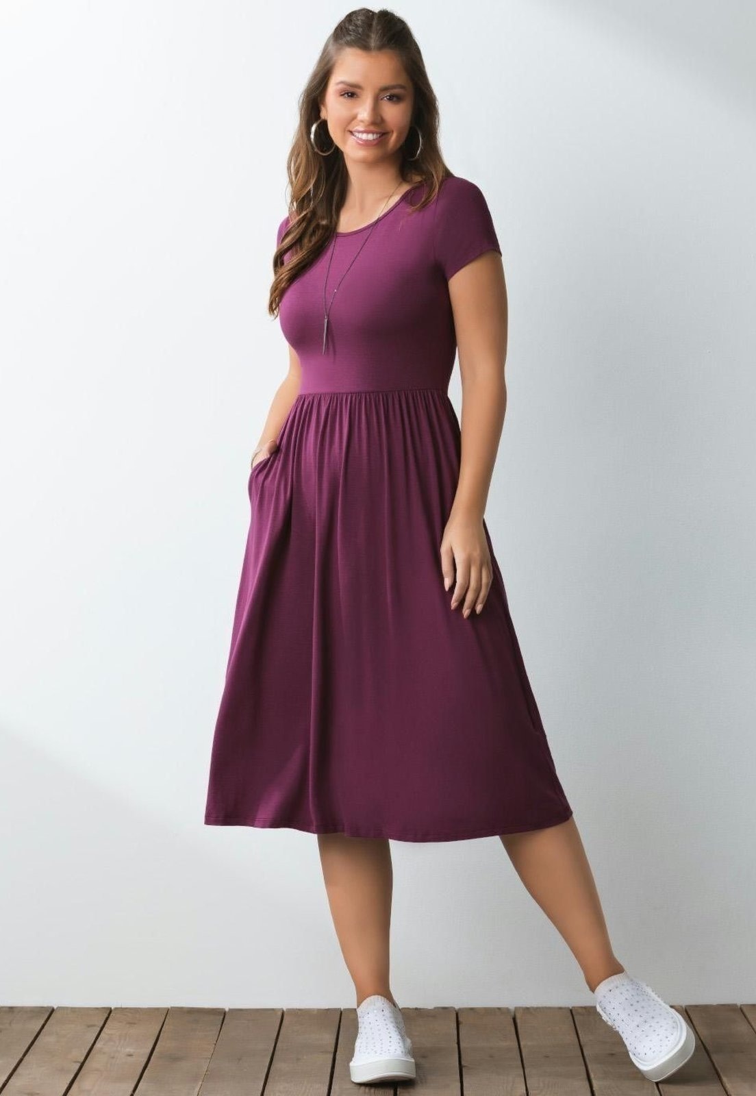 Imagem principal Vestido Midi Acinturado Com Bolsos Quintess preto