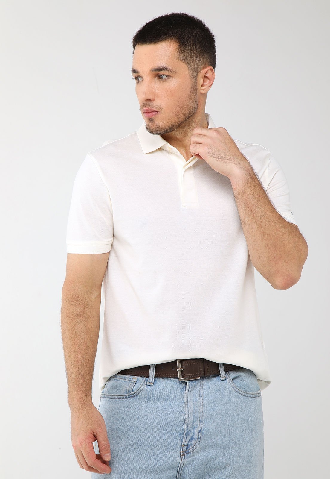 Imagem principal Camisa Polo Masculina Tommy Hilfiger Hidden Placket Off-White Tommy Hilfiger off-white white