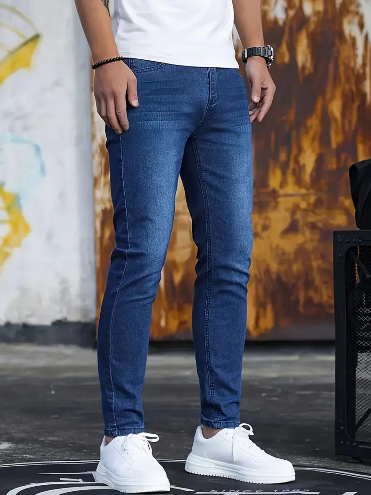 Imagem principal Calça Jeans Masculina Skinny Kovali Com Elastano Casual Premium Confortável Escura KOVALI FASHION STORE azul/jeans azul