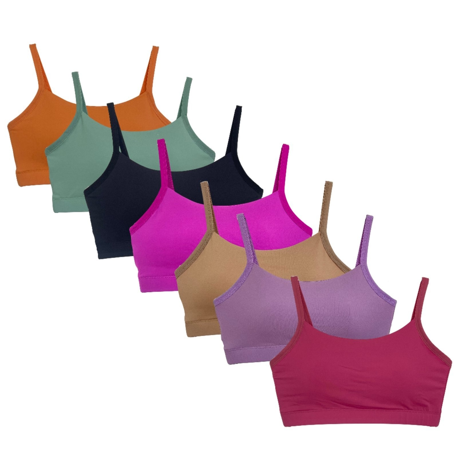 Imagem principal Kit 3 Top com Bojo removivel Top com alça para academia REF167 Doce Encanto bege/laranja/lilás/preto/rosa/roxo/verde/vermelho