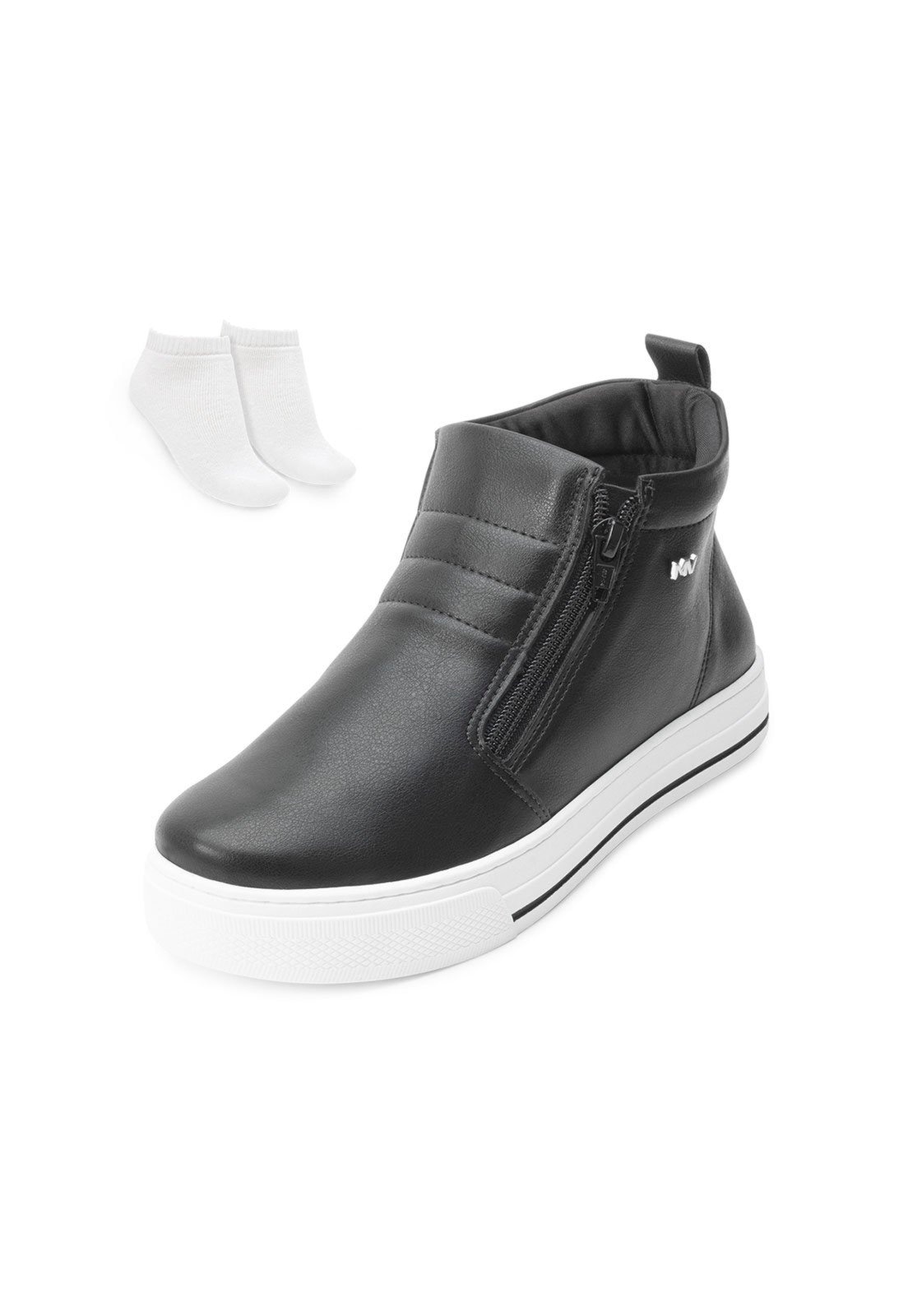 Imagem principal Tênis Botinha Via Marte e Meia VM24-03000 Branco VIA MARTE preto