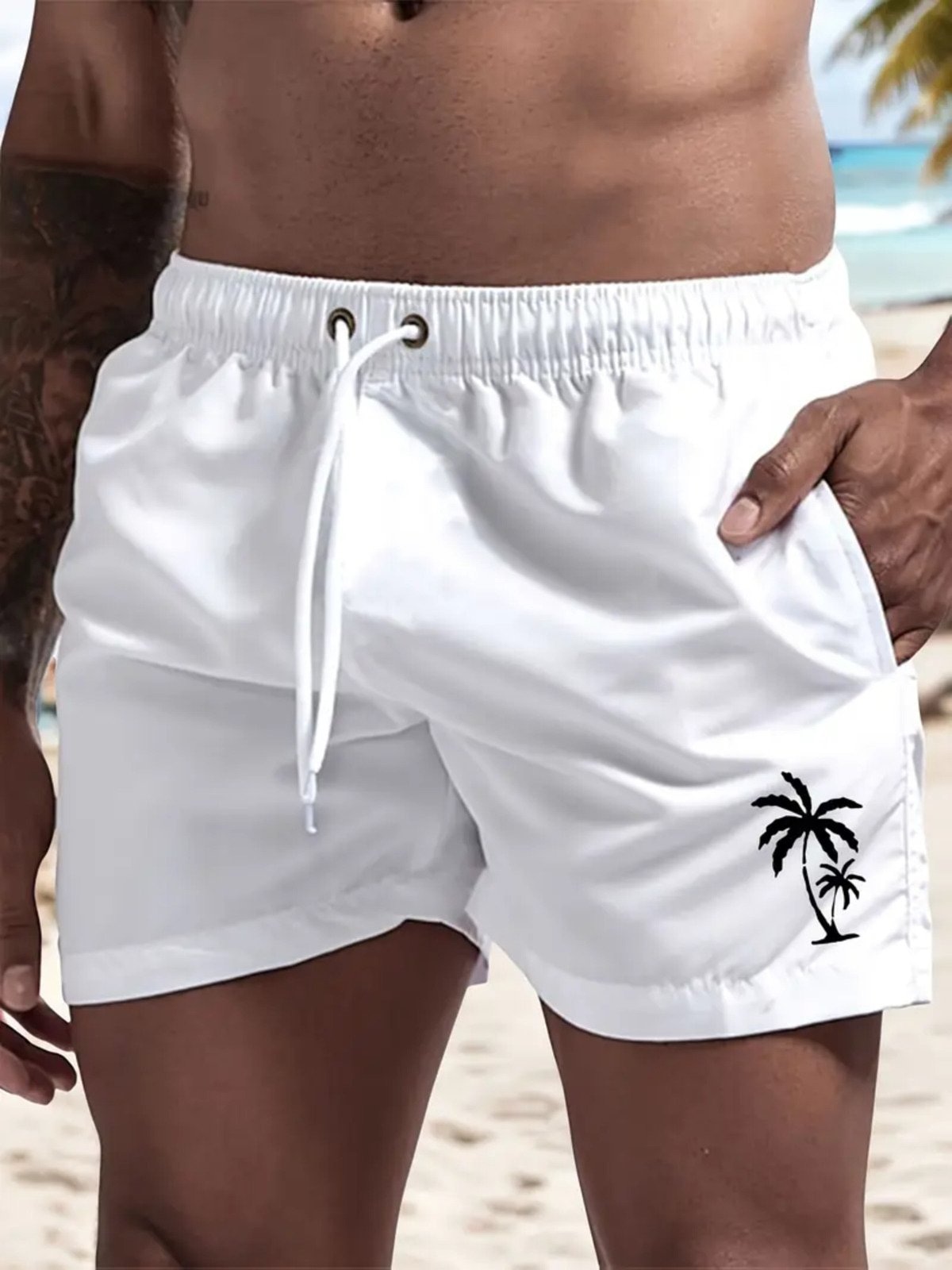 Imagem principal Short Masculino Coqueiro Mini Safira Moda Tactel Safira Moda branco