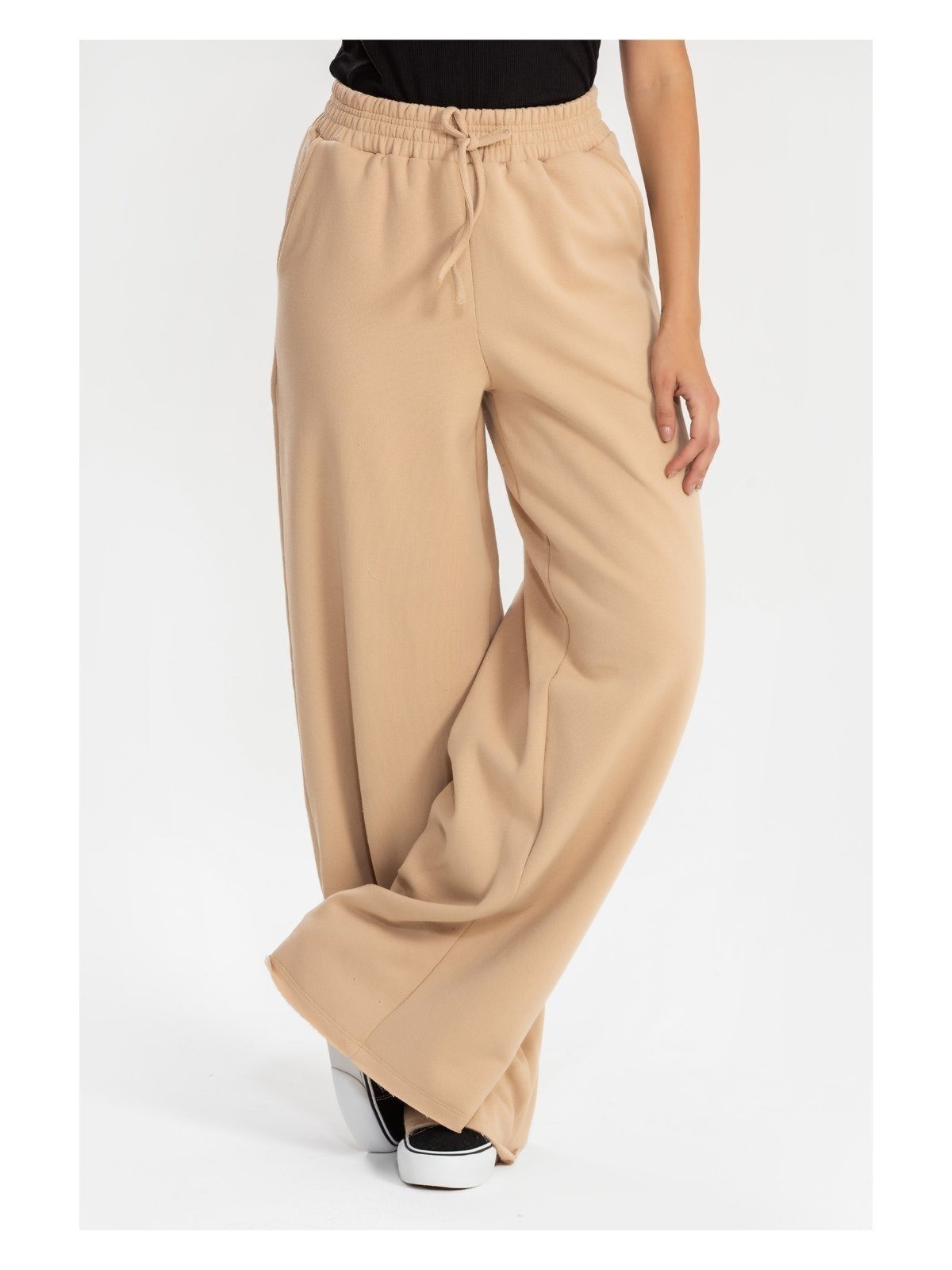 Imagem principal Calça Moletinho Wide Leg Tai Feminina Confortável Meu Jeans bege