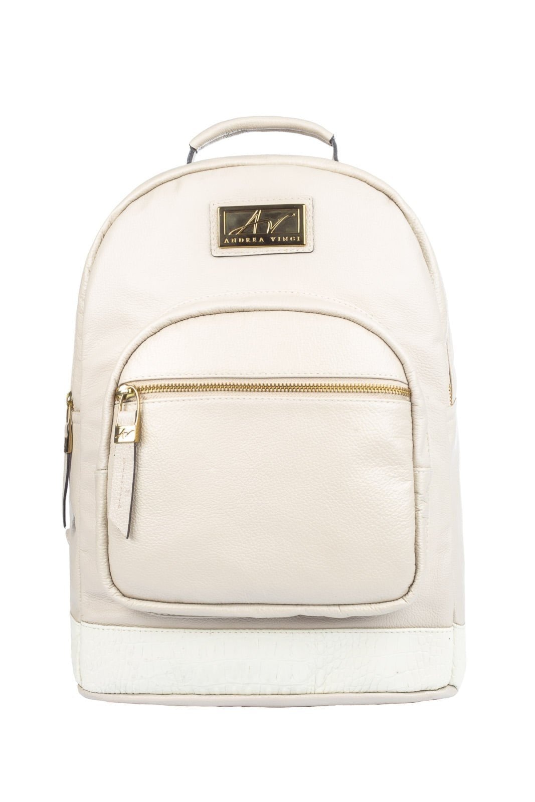 Imagem principal Mochila de couro liso Milla - Marfim Andrea Vinci vermelho