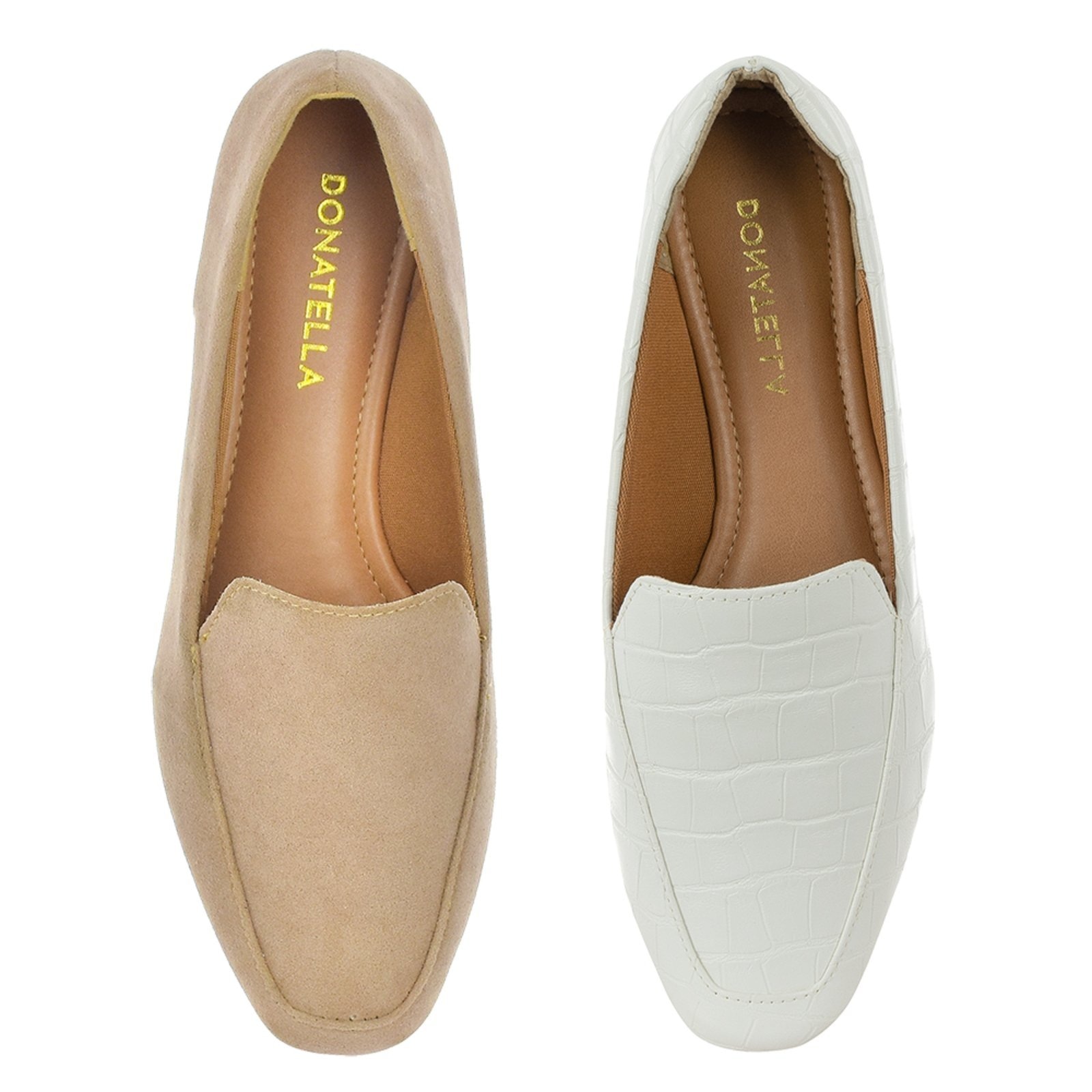 Imagem principal Kit 2 Pares Mocassim Feminino CM Calçados Nude Camurça e Croco Monte Shoes branco/nude nude