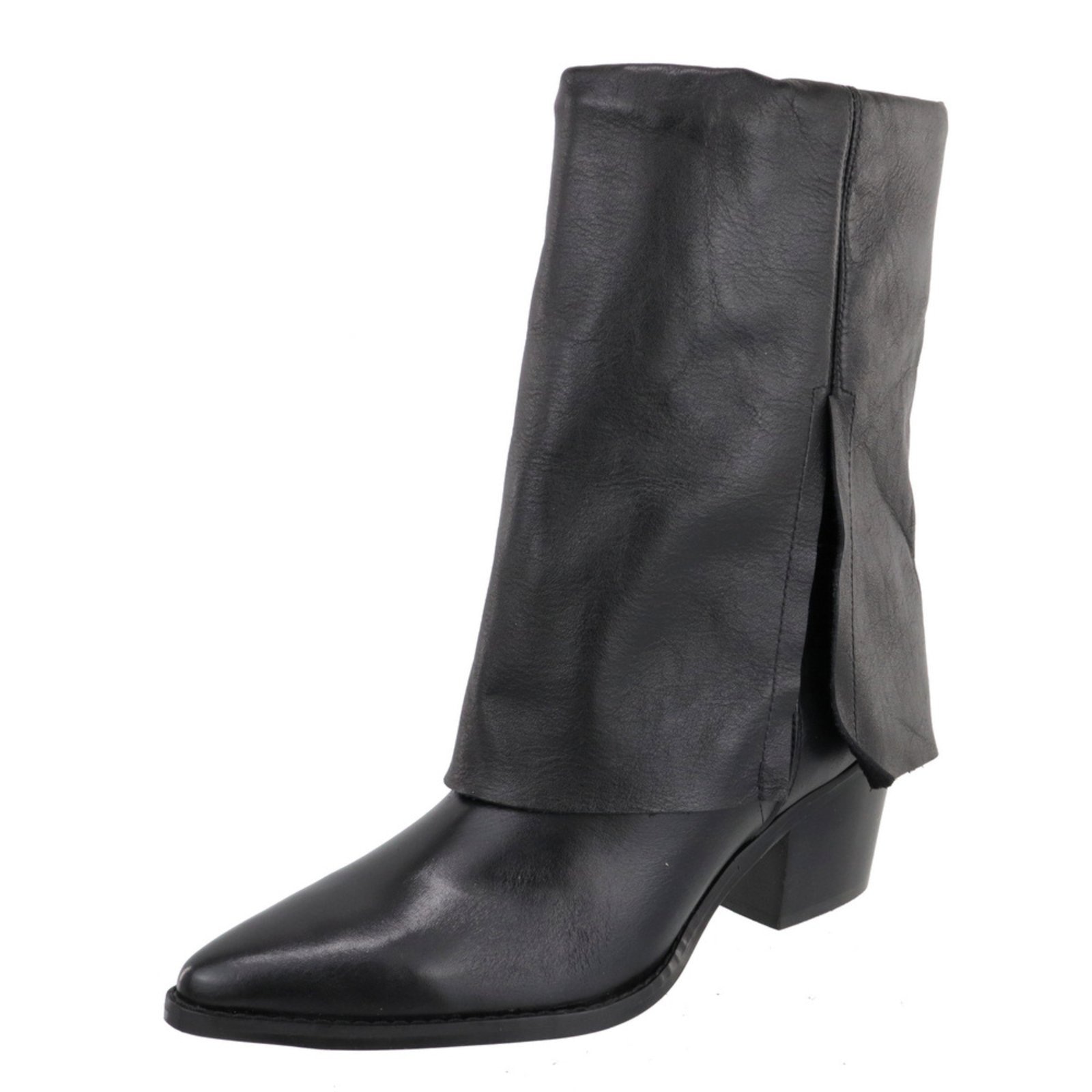 Imagem principal Bota Feminina Bico Fino Saia em Couro Franja Maria Paula Preta MARIA PAULA preto