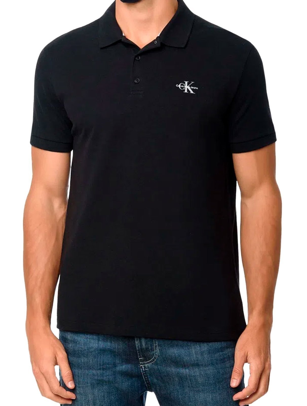 Imagem principal Polo Calvin Klein Jeans Masculina Piquet Regular Re Issue Preta Calvin Klein preto