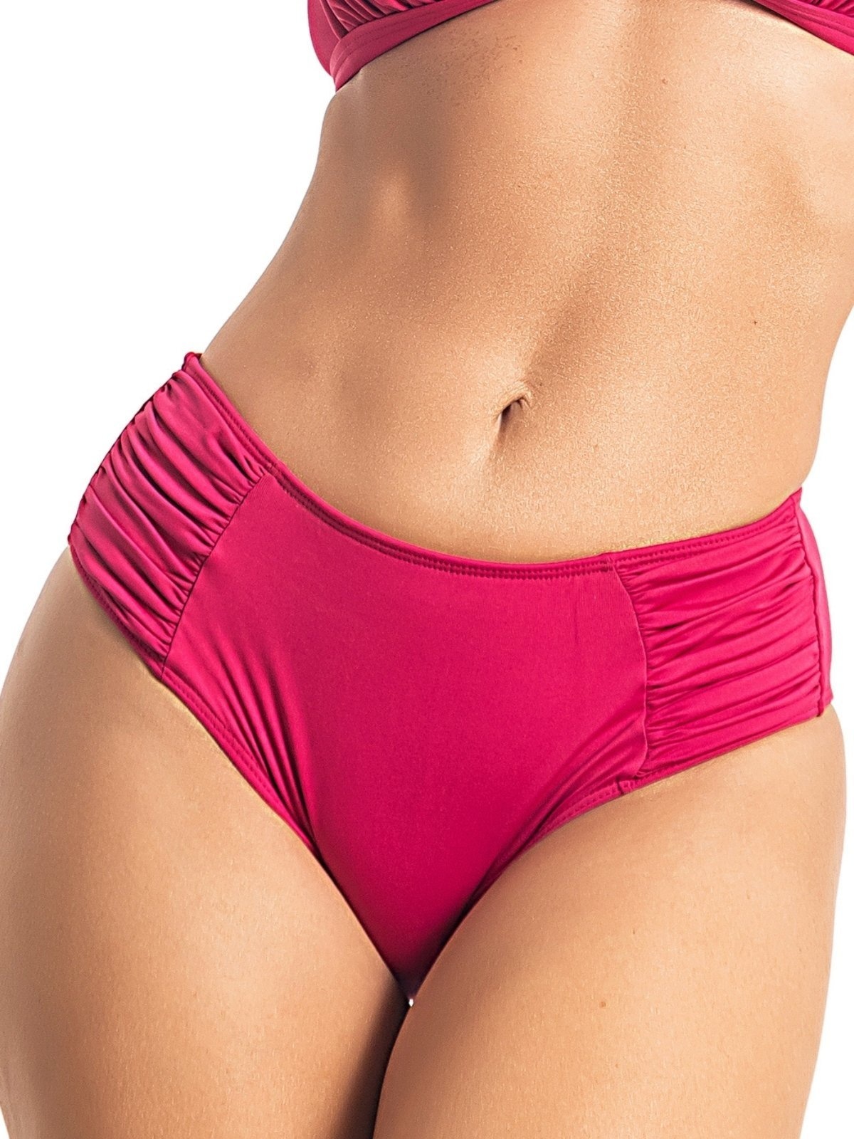 Imagem principal Calcinha de Biquíni Orla da Praia Avulsa Drapeado Lateral Disfarça Barriga Escuro Orla da Praia rosa/vermelho rosa