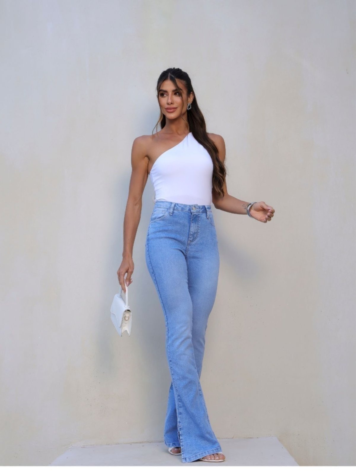 Imagem principal Calça Jeans Crawling Feminina Bootcut Cintura Alta Claro Crawling azul