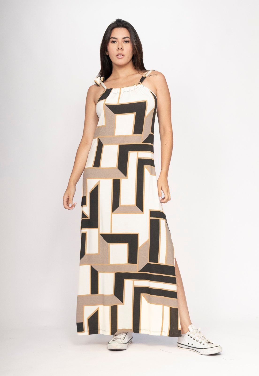 Imagem principal Vestido CabanaFree Capotira Longo Malha Alça Ajustável Estampa Igaci Cabanafree estampado