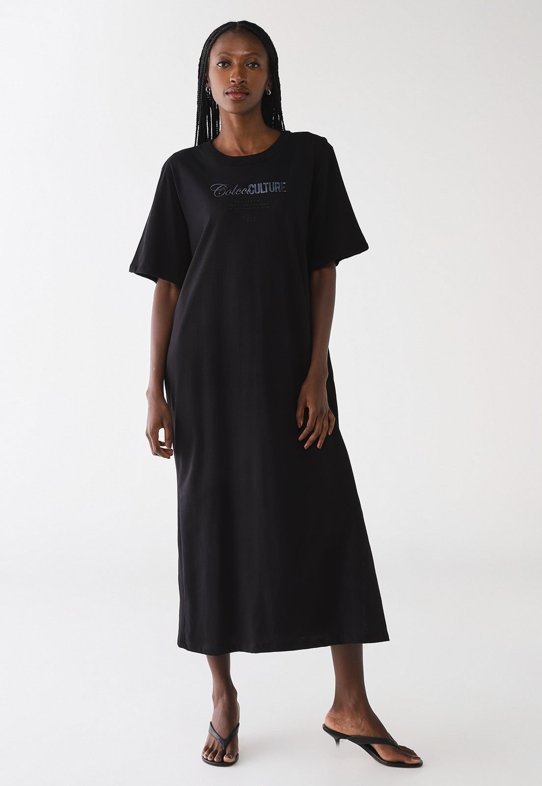 Imagem principal Vestido Feminino Colcci Midi Estampa Frontal Colcci preto