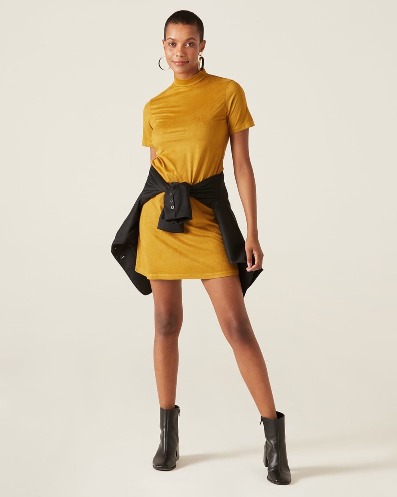 Imagem principal Vestido Gola Alta Em Suede Malwee marrom