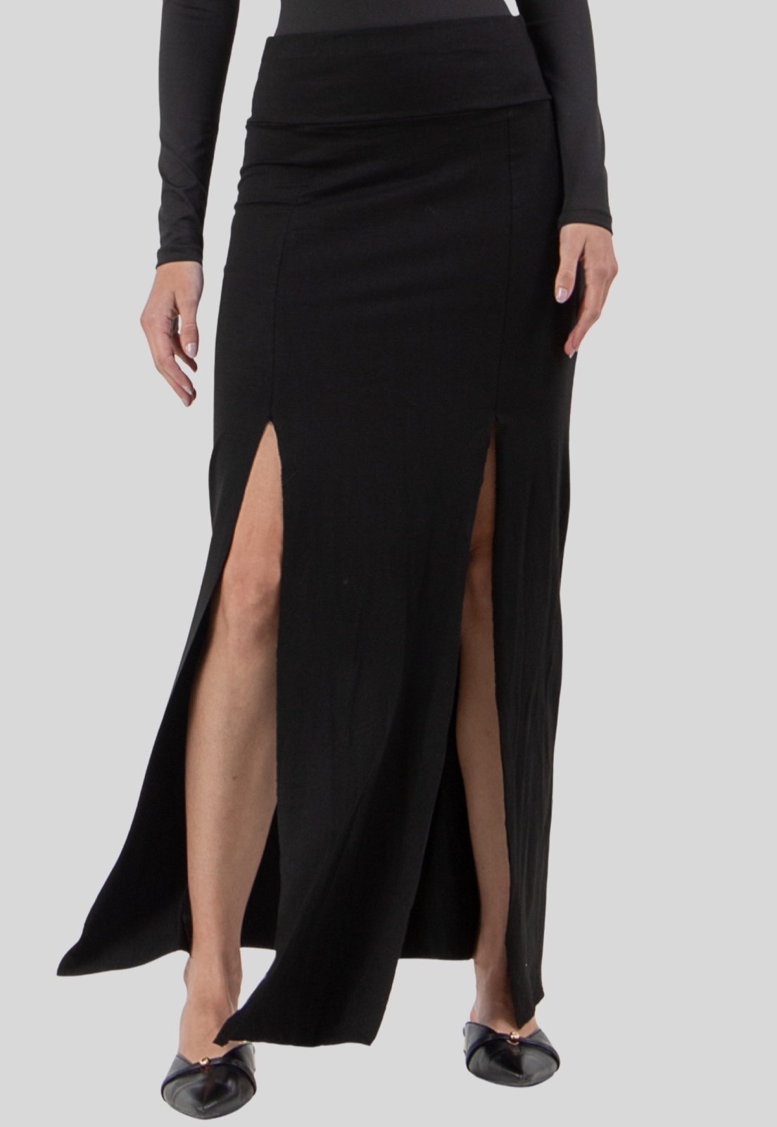 Imagem principal Saia Fenda Lateral Feminina Preta Viscolycra Rioutlet preto