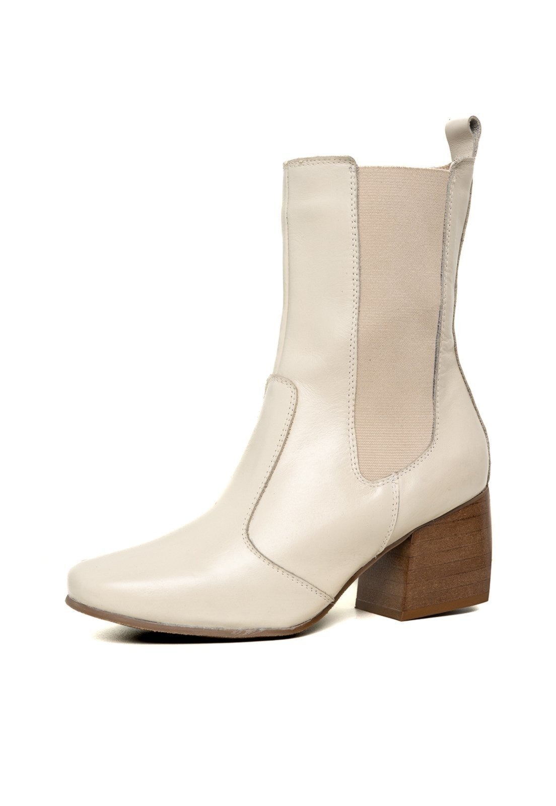 Imagem principal Bota Bico Quadrado Cano Curto Feminina Couro Off White TELLINI STORE off-white white