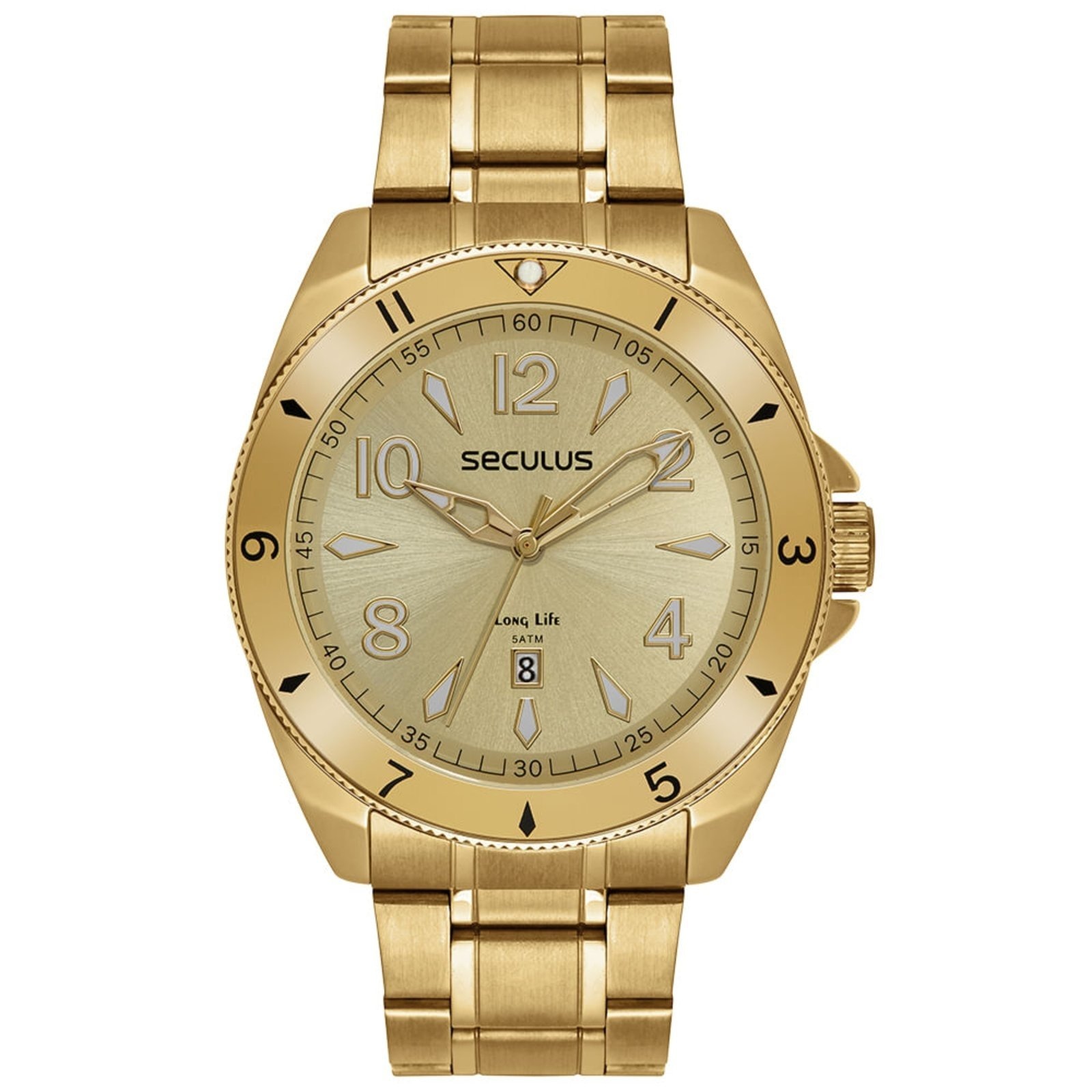 Imagem principal Relógio Masculino Aço Calendário Seculus dourado