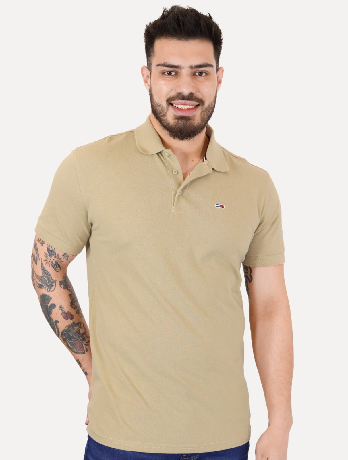 Imagem principal Polo Tommy Hilfiger Masculina Piquet Regular Placket Claro Tommy Hilfiger marrom