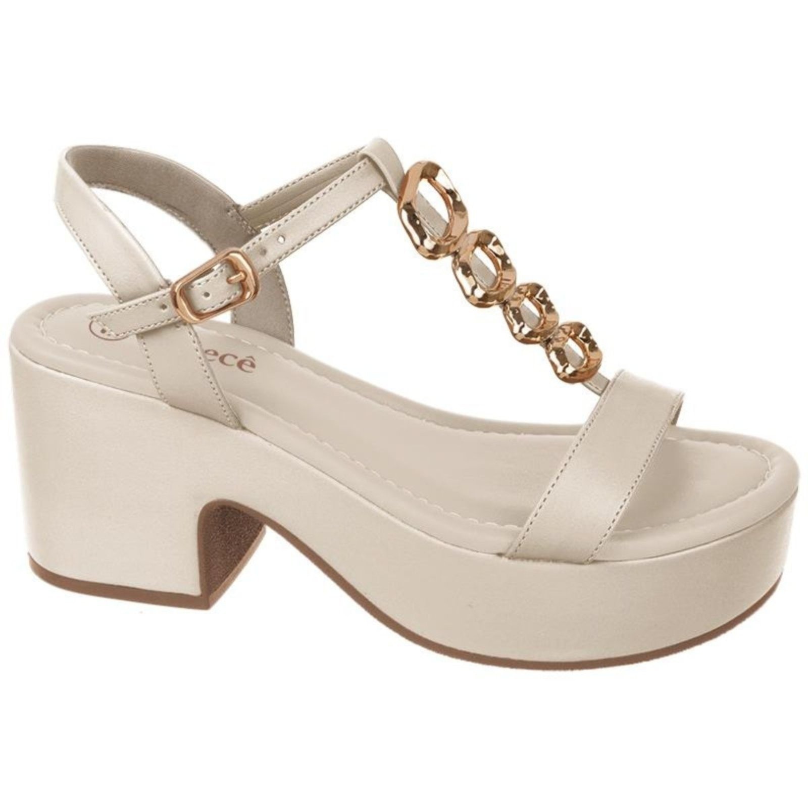 Imagem principal Sandália Feminina Plataforma Nude Corrente Dourada Santa Rosa off-white nude