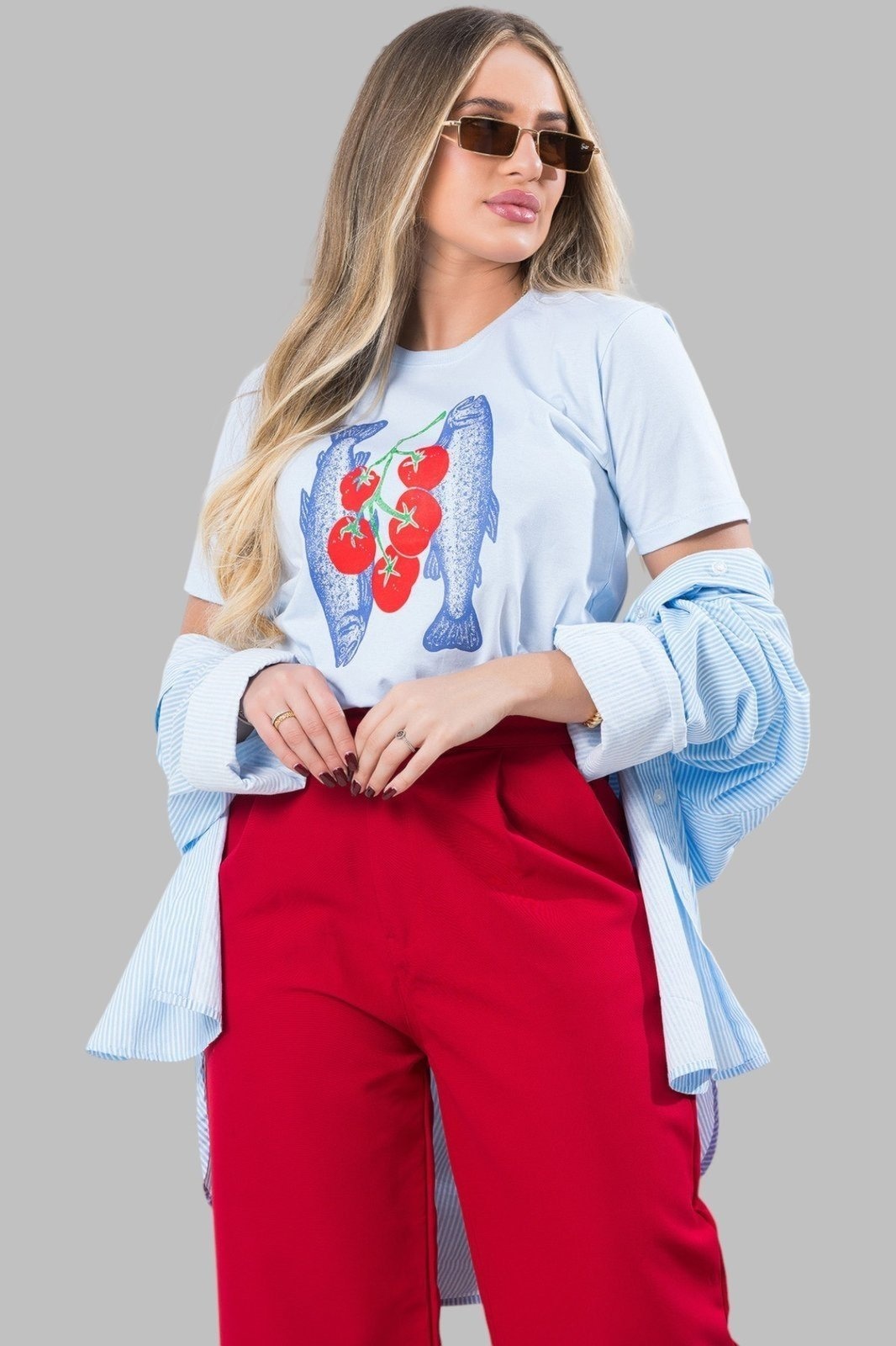 Imagem principal Camiseta Feminina Claro Sardinhas e Tomates Cianitas azul
