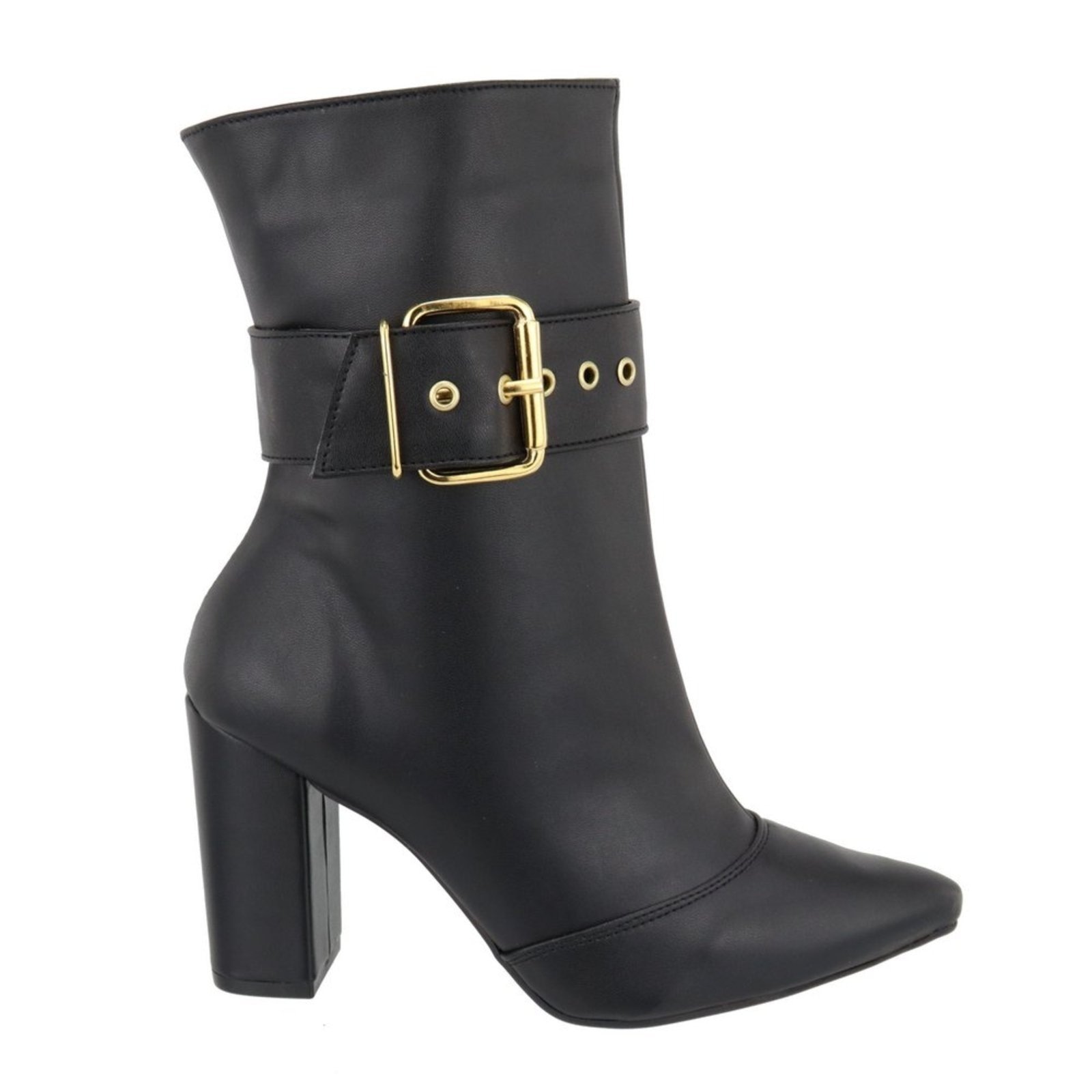 Imagem principal Bota Feminina Cano Médio 1836 Salto Grosso Preto Flor da Pele off-white