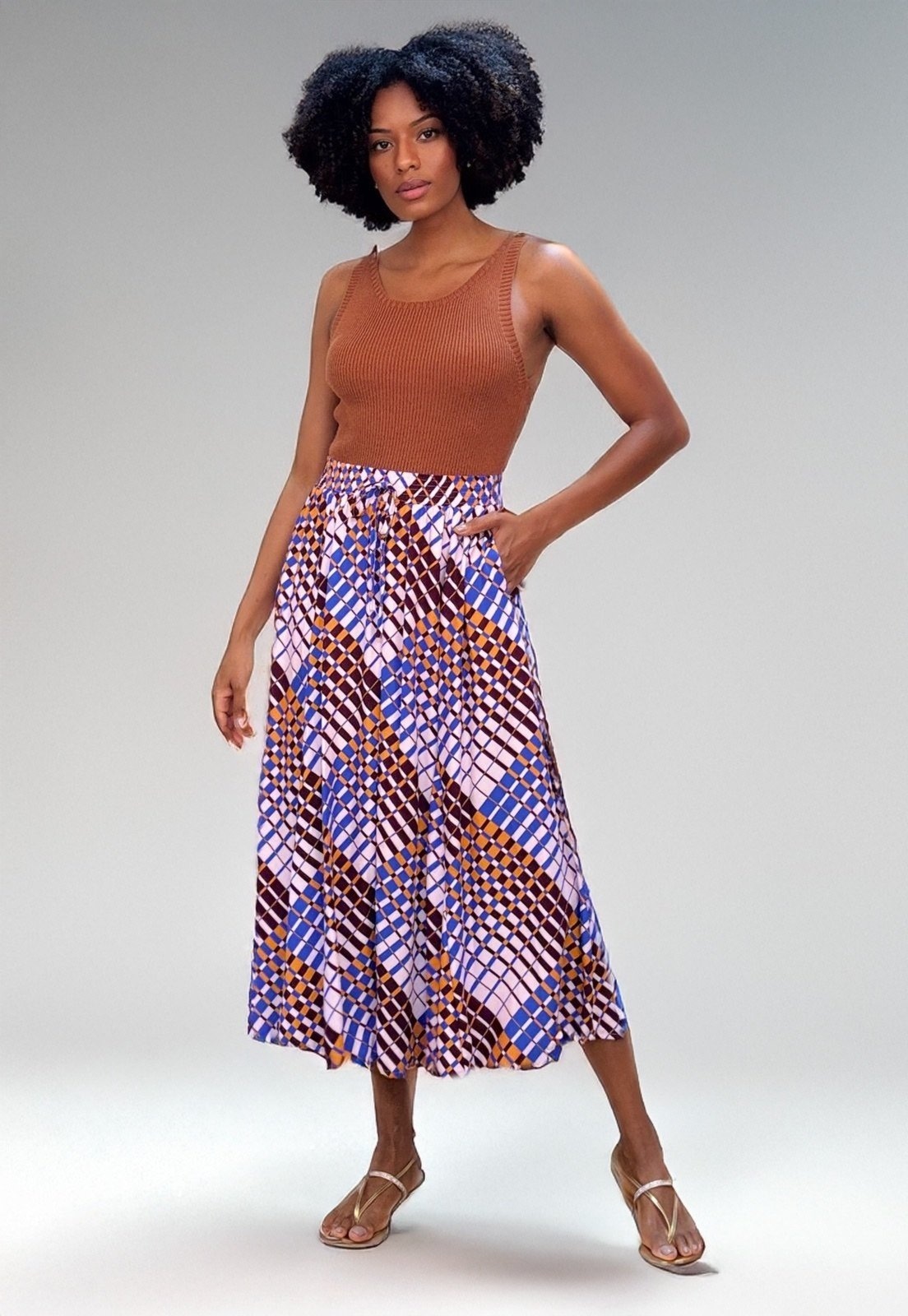 Imagem principal Saia Longa Amazonia Vital Estampa Geométrica Amazonia Vital azul/branco/estampado/marrom