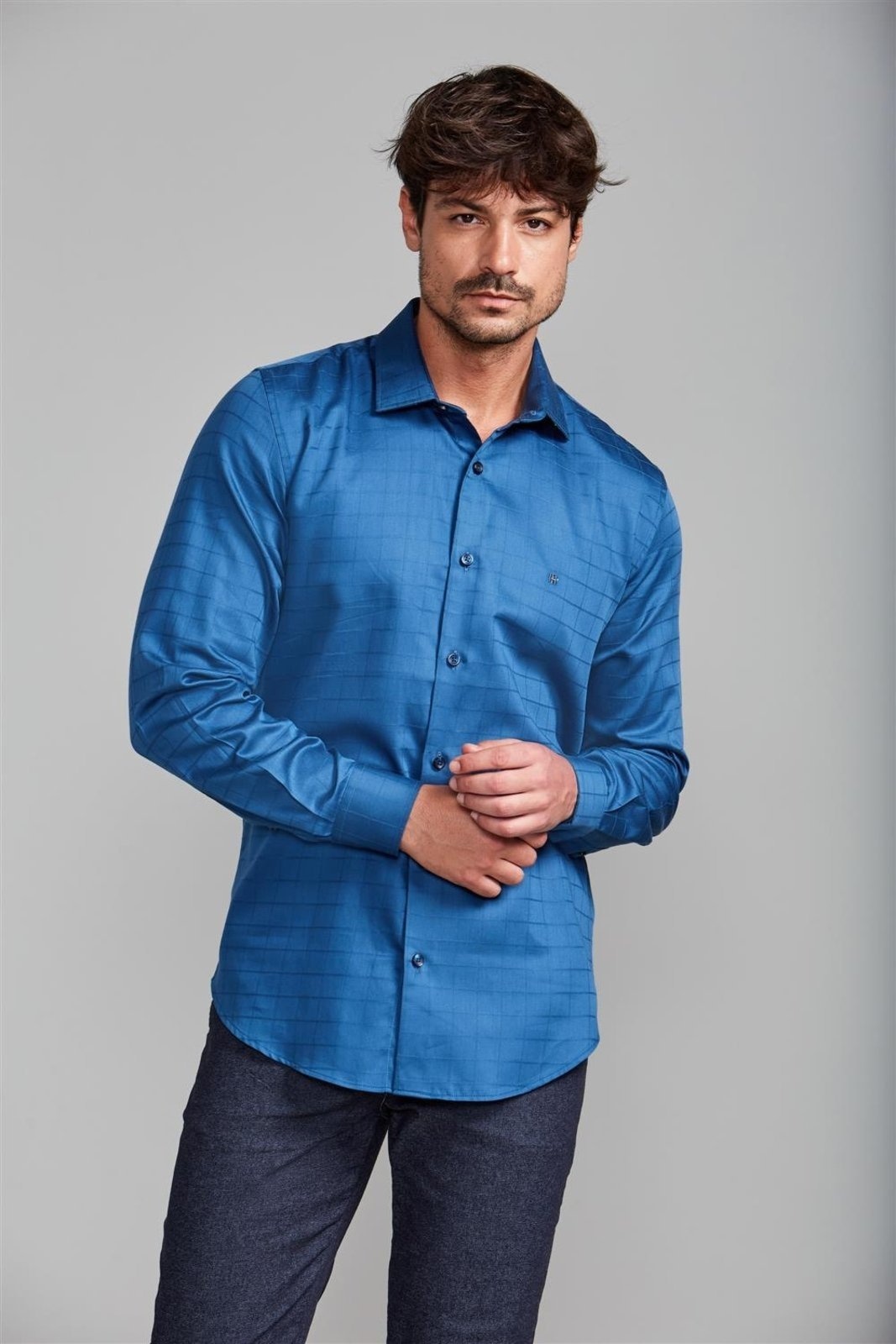 Imagem principal HIGHSTIL Camisa Algodão Egípcio Slim Fit Listrada Médio HIGHSTIL azul