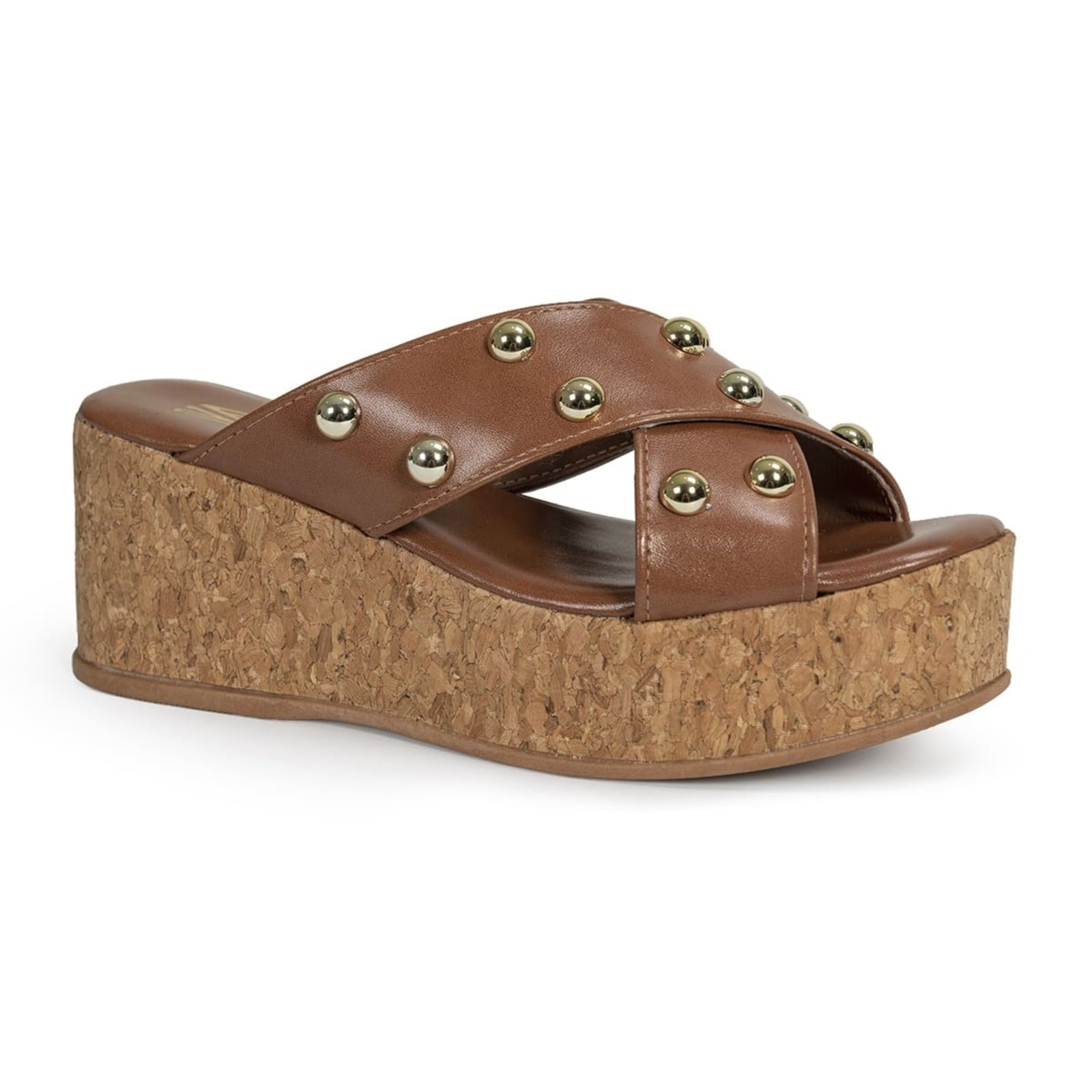 Imagem principal Tamanco Feminino Plataforma Anabela Cortiça com Apliques Moderno Confortável Via Angel 10304 VIA ANGEL caramelo