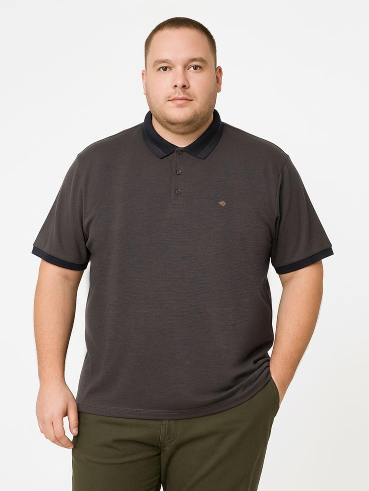 Imagem principal Polo Piquet Plus Size Masculina CAQUI DZero marrom caqui