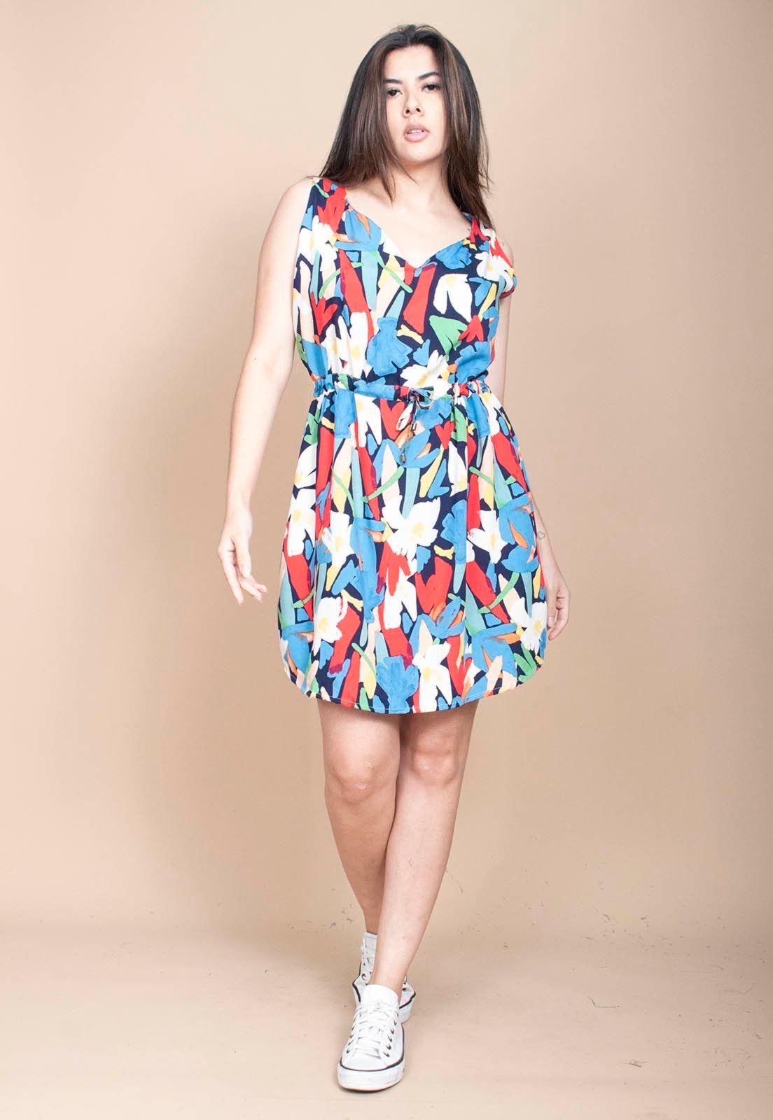 Imagem principal Vestido Cabanafree Plano Curto Estampa Floresce Cabanafree amarelo/estampado/vermelho