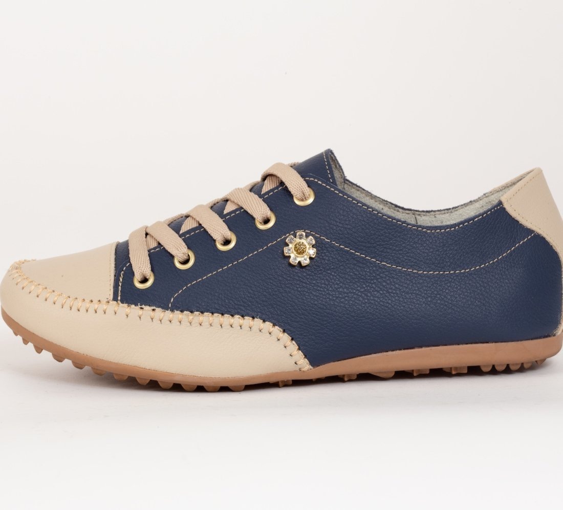 Imagem principal Tênis Sapatênis Feminino diRavena em Couro - Cod100 Bege diRavena azul/azul marinho/bege azul