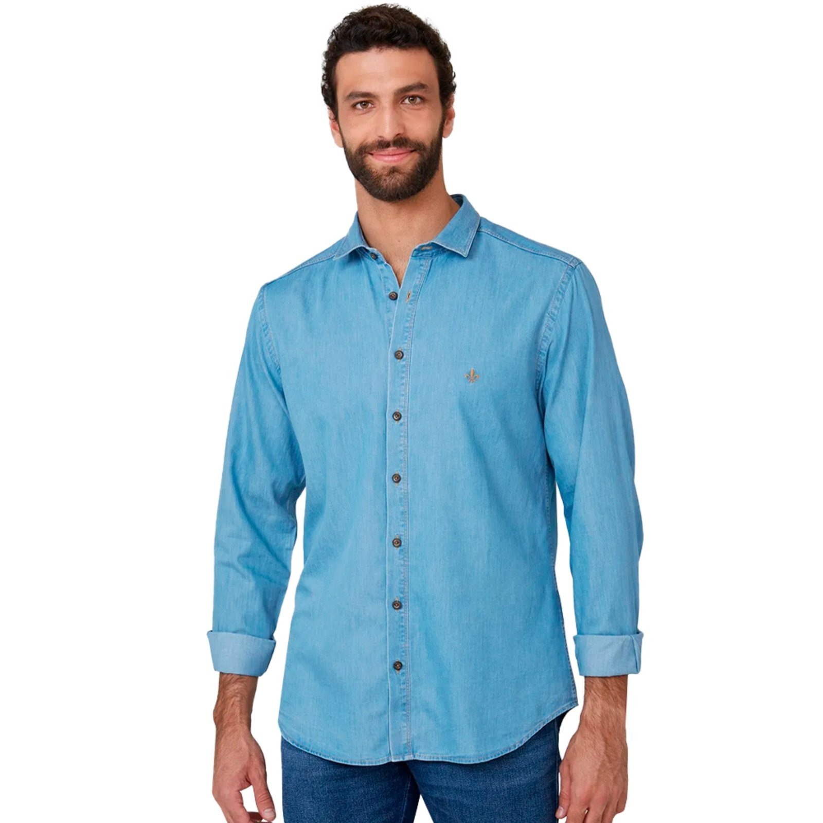 Imagem principal Camisa Jeans Dudalina Lisa Milano Ve25 Claro Masculino Dudalina azul