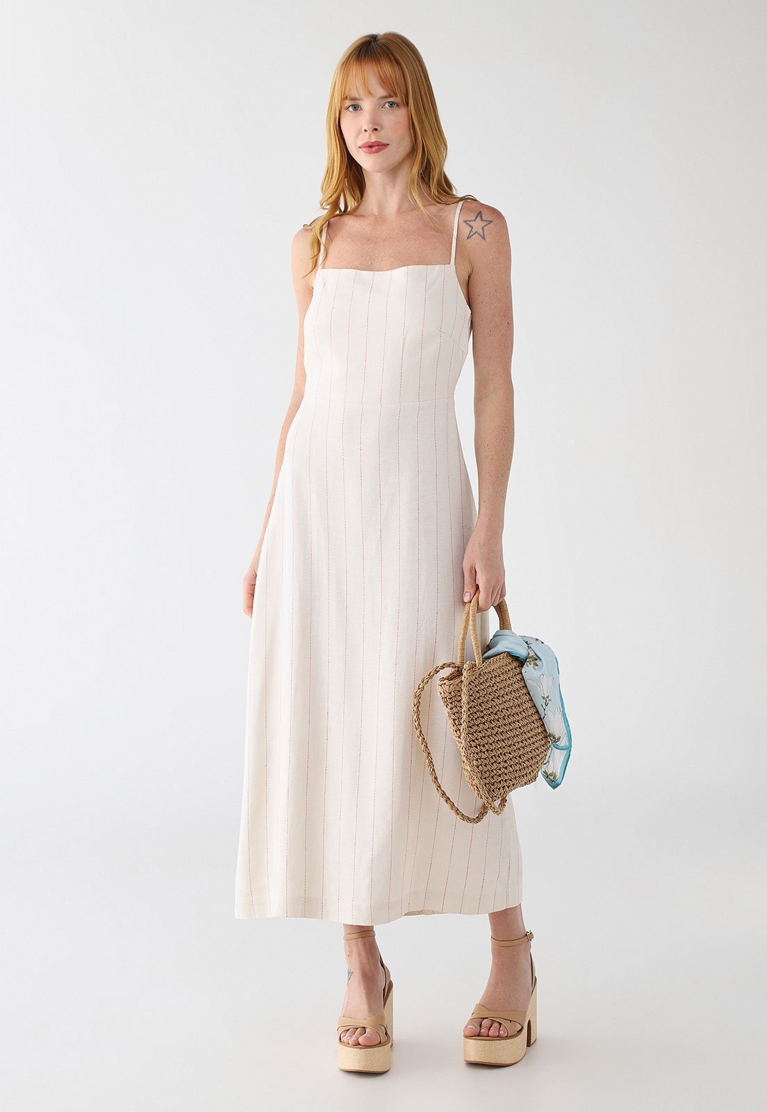 Imagem principal Vestido Feminino Cantão Linho Listra Pulsar Off-White Cantão off-white white