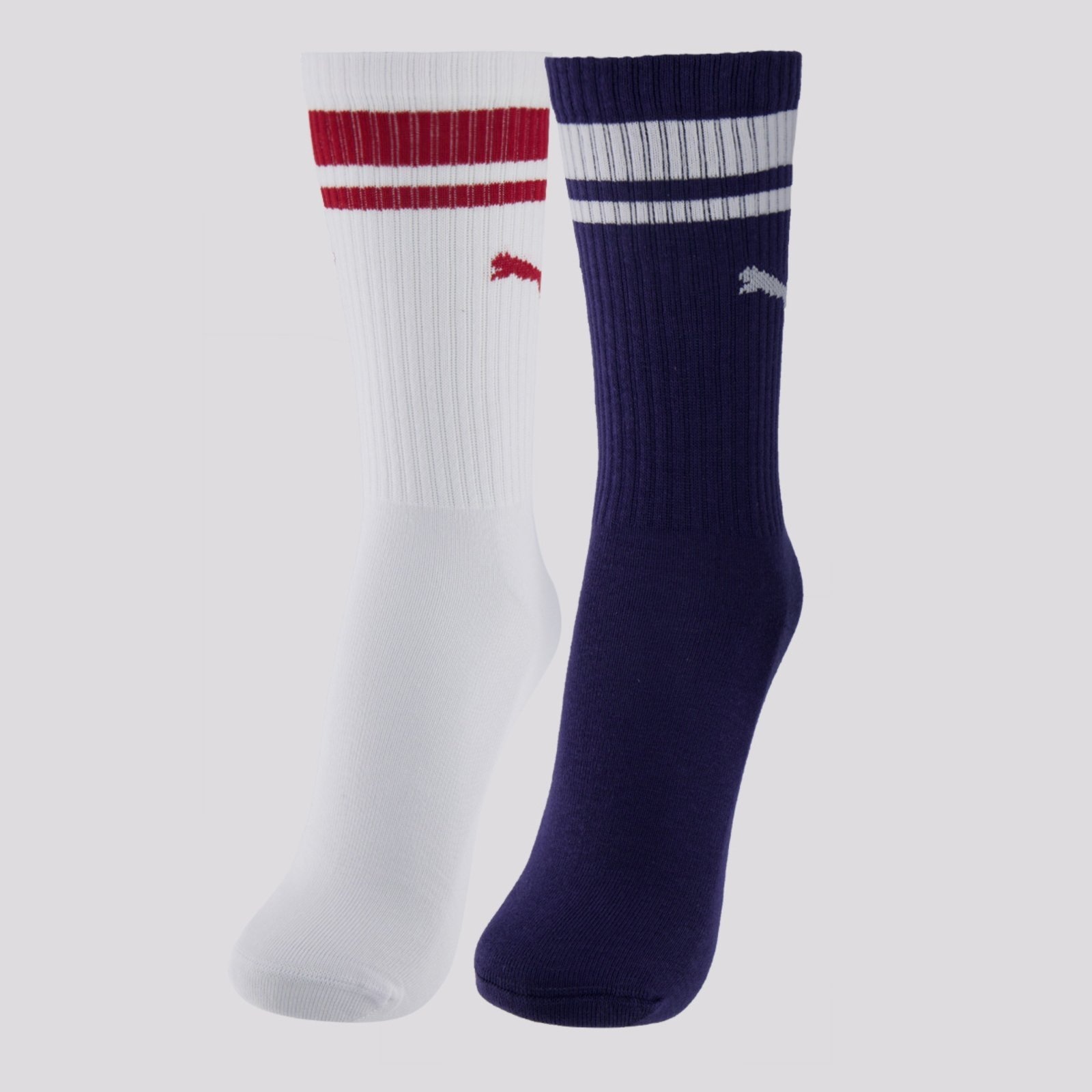 Imagem principal Kit Meia Puma Cano Longo 2 Pares Branca e Marinho Puma branco