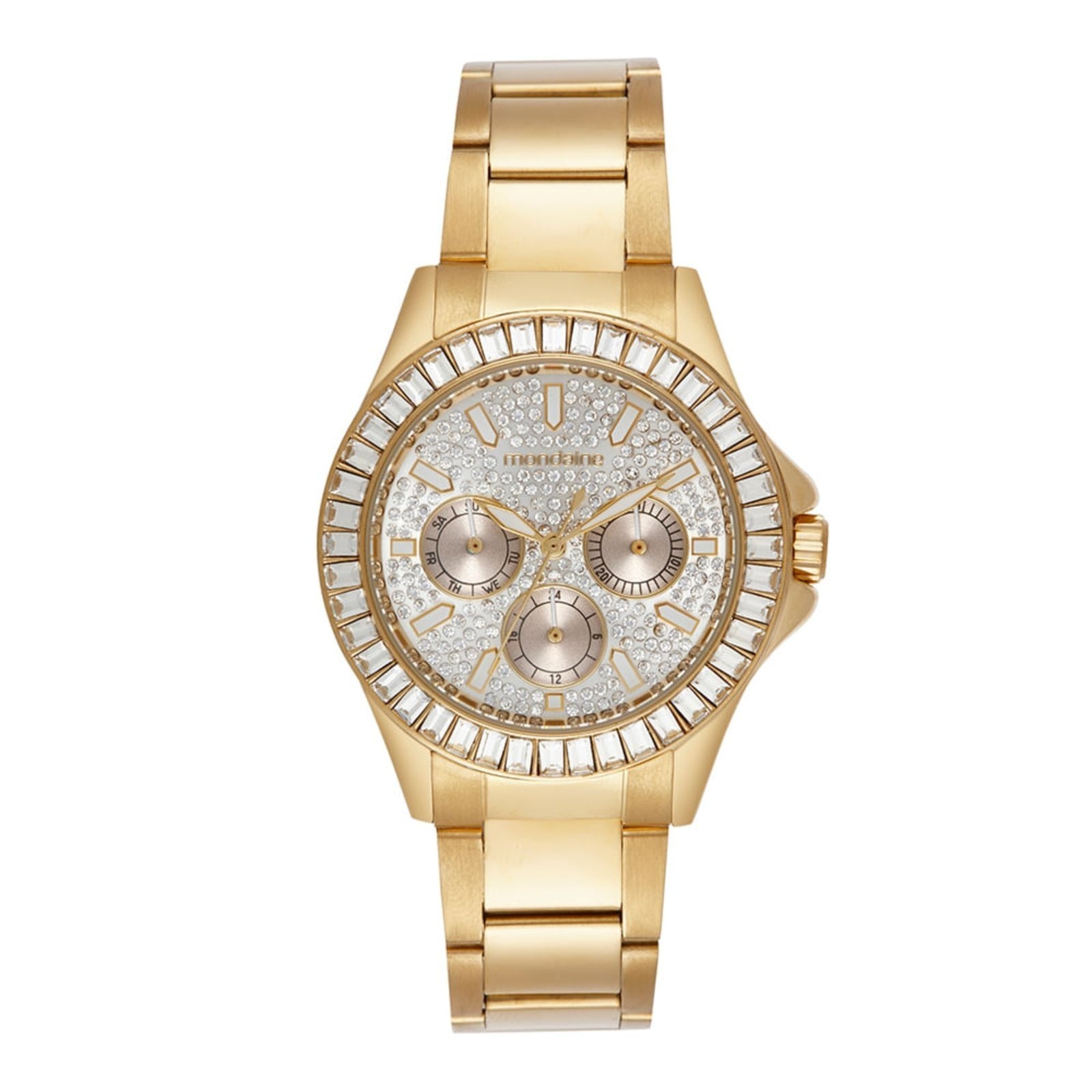 Imagem principal Relógio Feminino Multifunção Cristais Mondaine dourado