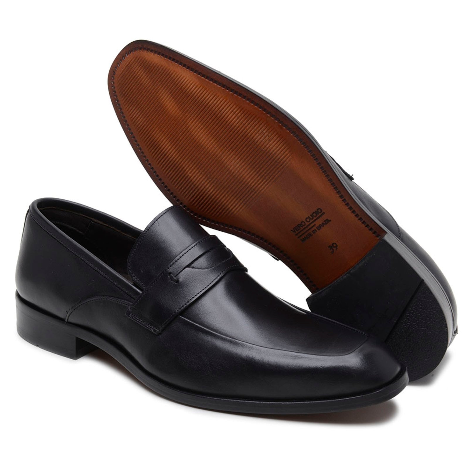 Imagem principal Sapato Masculino Mocassim Anna Andrade Oxford Sola de Couro Clássico Loafer Derdy Conforto Anna Andrade preto